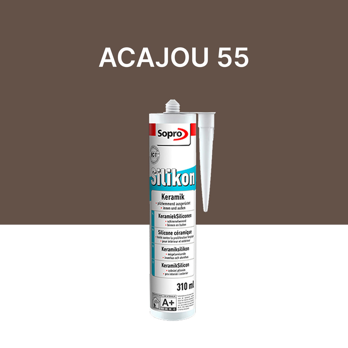 Mastic silicone spécial carrelage - Acajou 55 - 310 ml