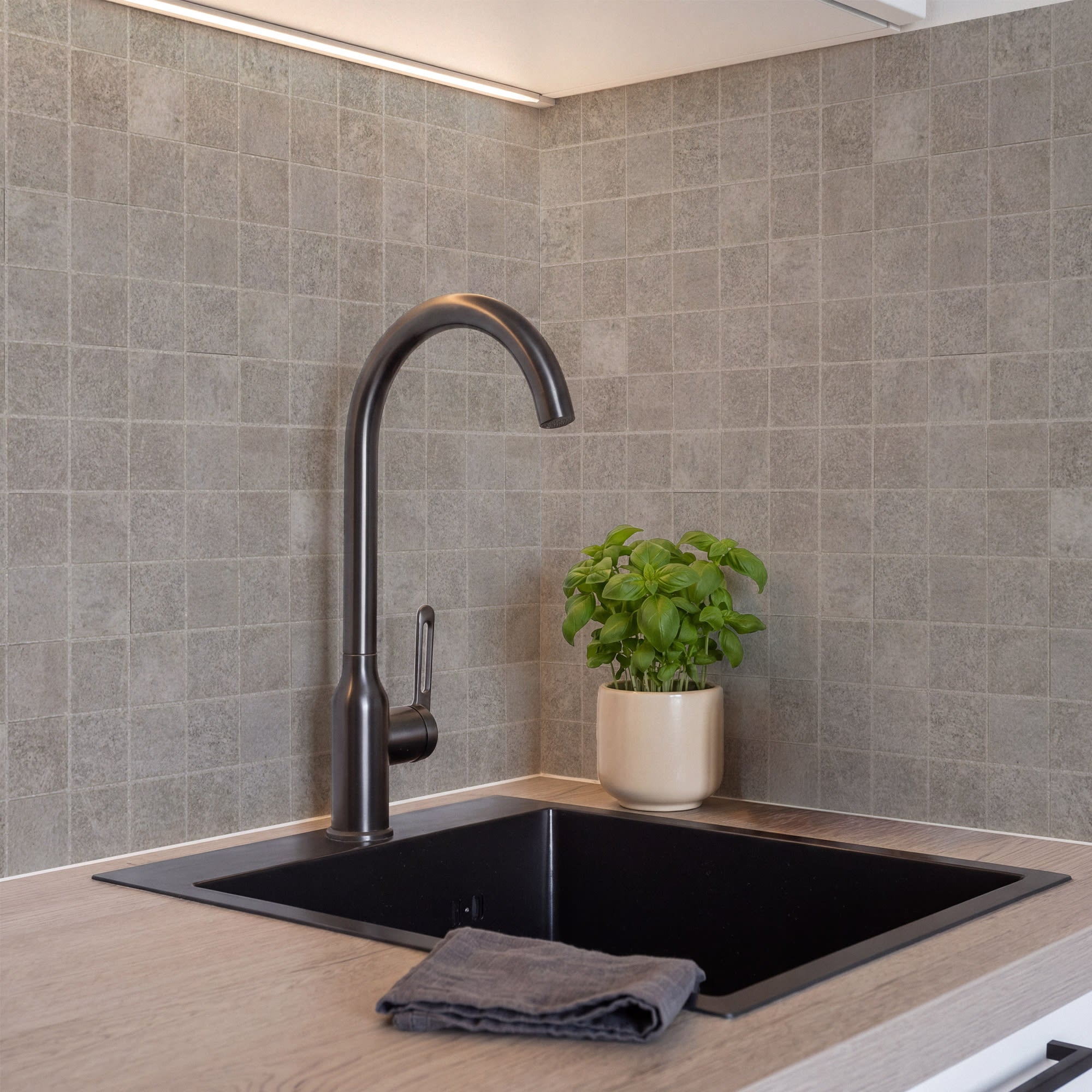 Mosaïque effet Béton Gris Cendré 30x30x0,9 cm Sorelan - Sol et mur intérieur