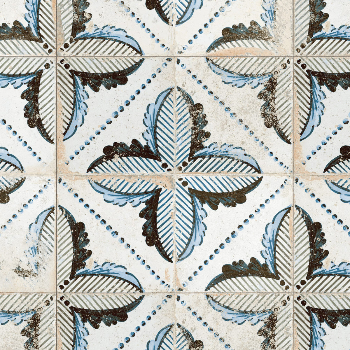 Carrelage Vintage effet Carreau ciment Bleu Thera 45x45x0,95 cm Orlena - Sol et mur intérieur