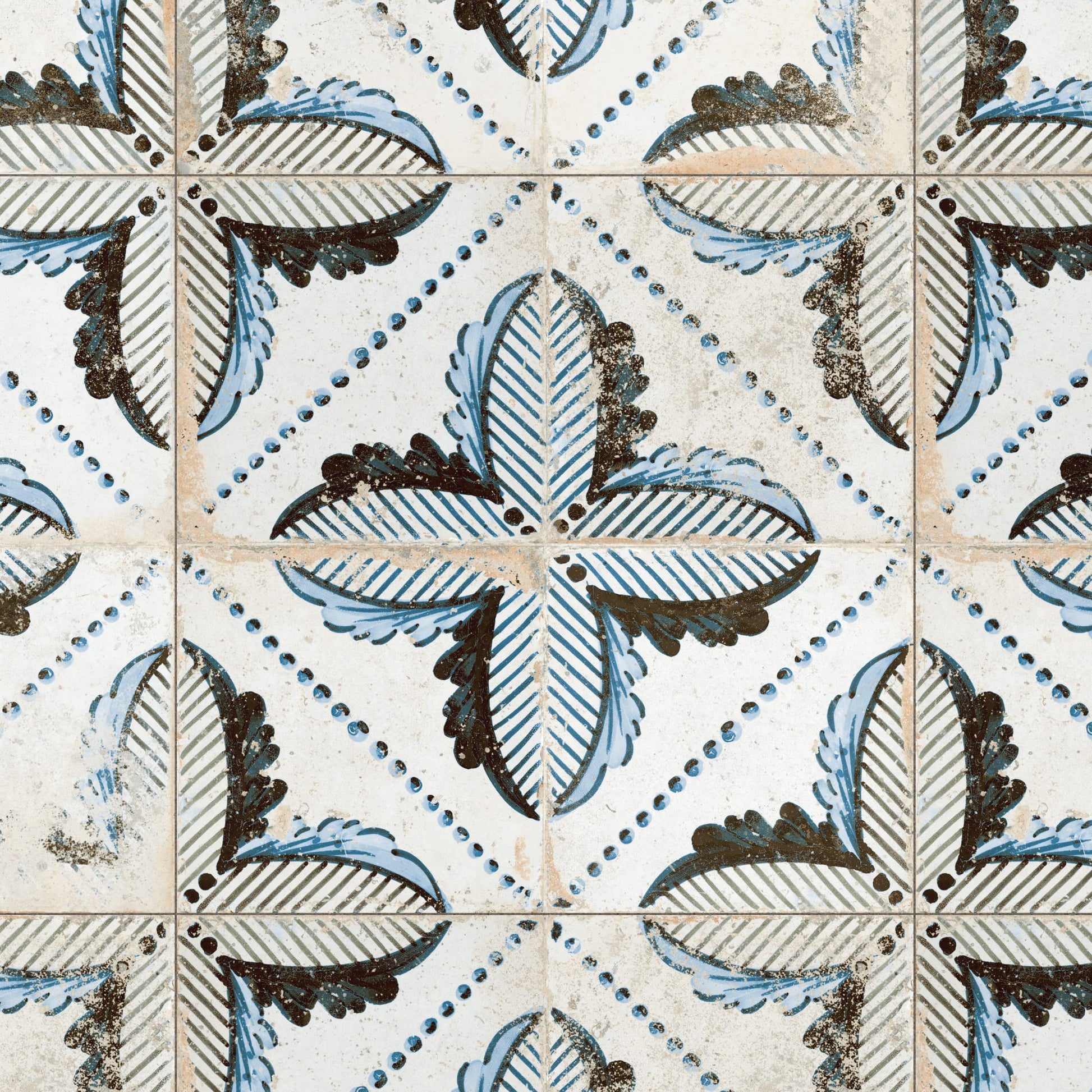 Carrelage Vintage effet Carreau ciment Bleu Thera 45x45x0,95 cm Orlena - Sol et mur intérieur