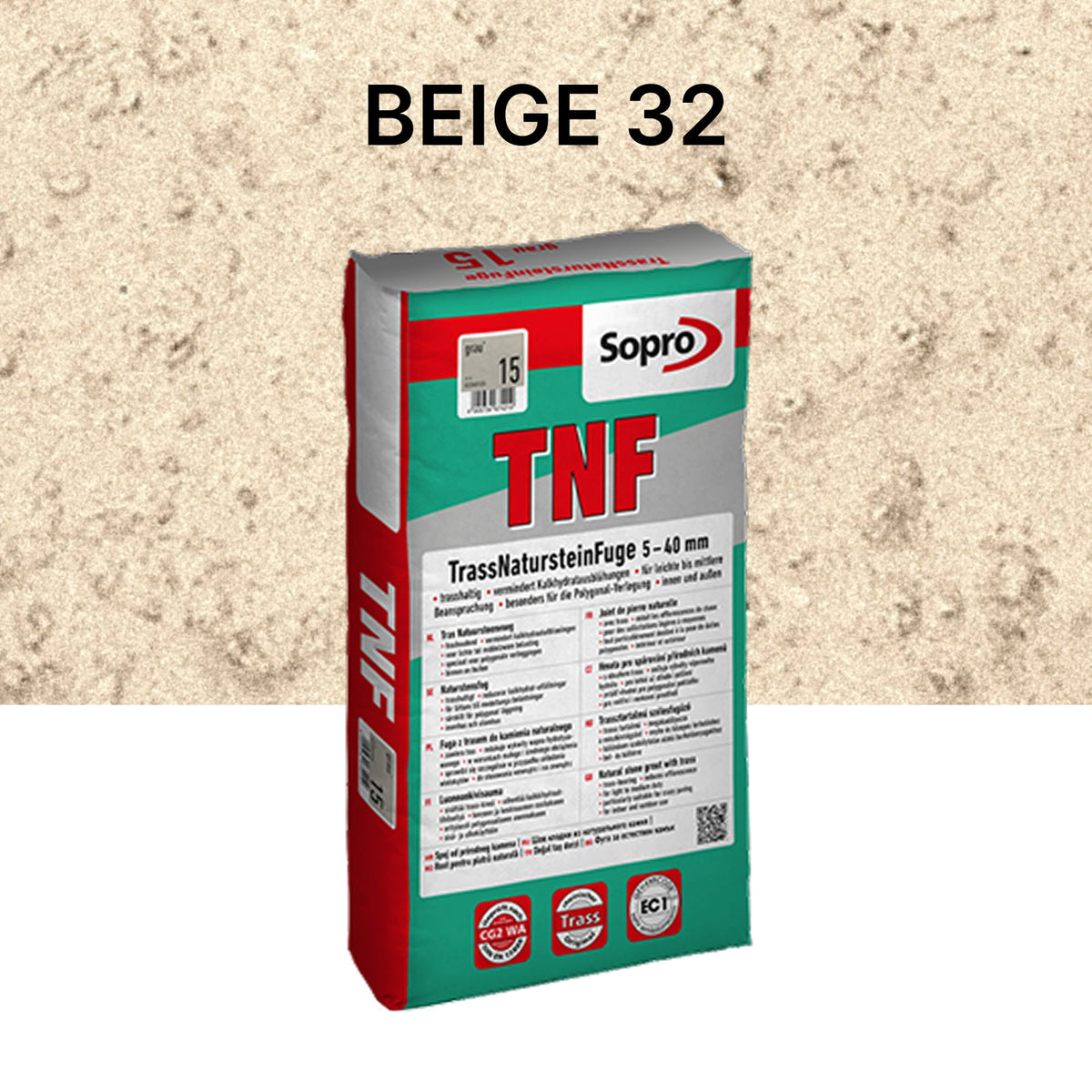 Joint carrelage extérieur - 5 à 40 mm - Gros grain - Beige 32 - Sopro TNF 684 - 25 kg