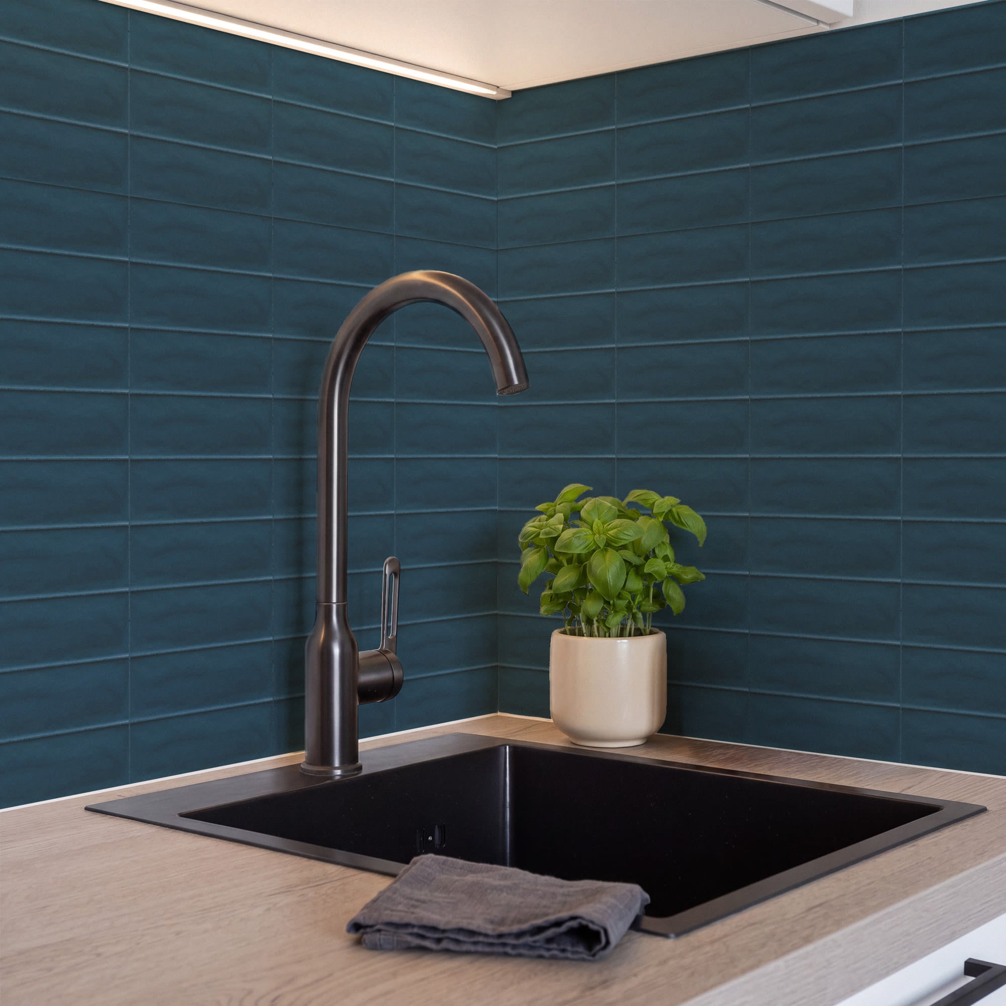 Carrelage effet Zellige Bleu 14,6x4,8x0,8 cm Mat Bravio - Sol et mur intérieur