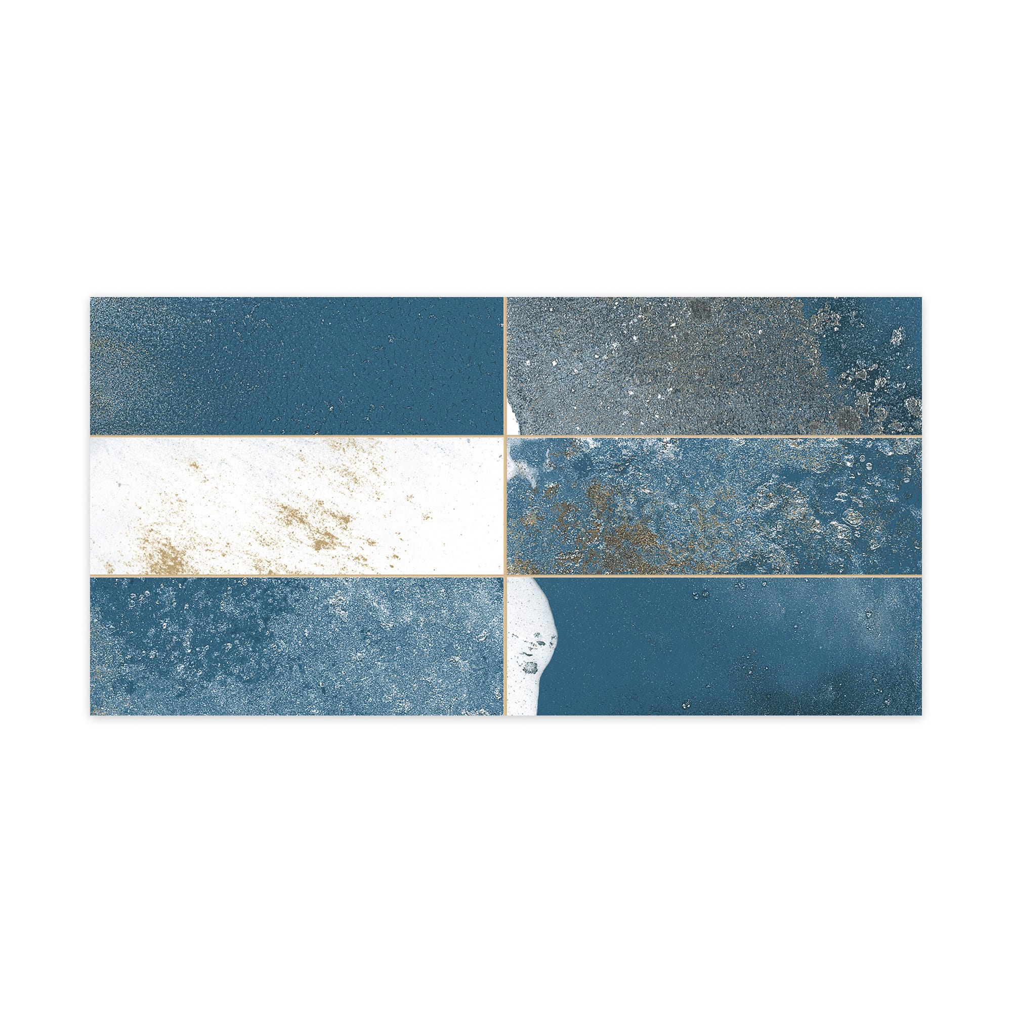 Carrelage Vintage effet Zellige Bleu 40x20x1,03 cm Atelora - Mur intérieur