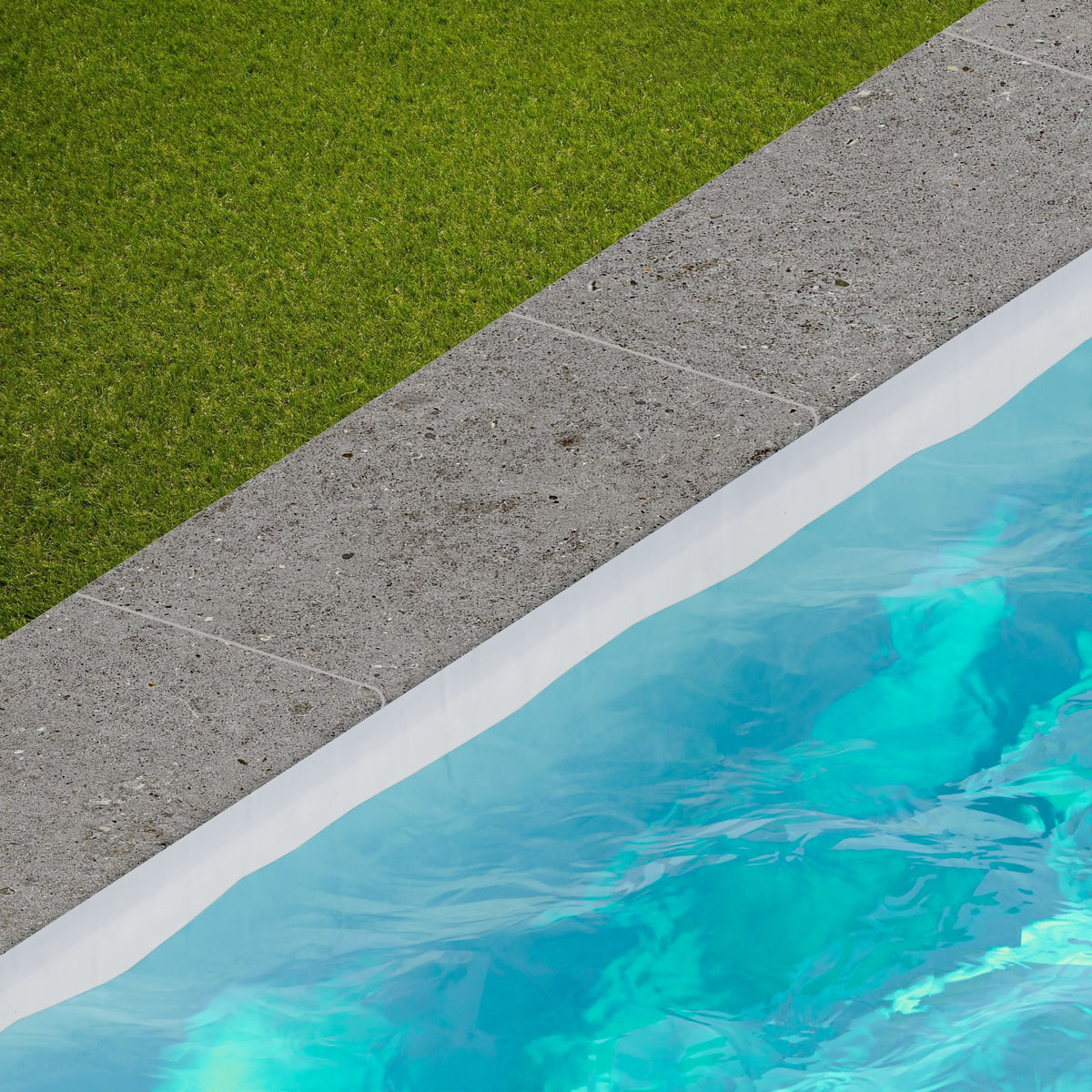 Margelle de piscine effet Pierre Calcaire Gris Fumé 60x30x2 cm Bord 1/2 Rond Domella