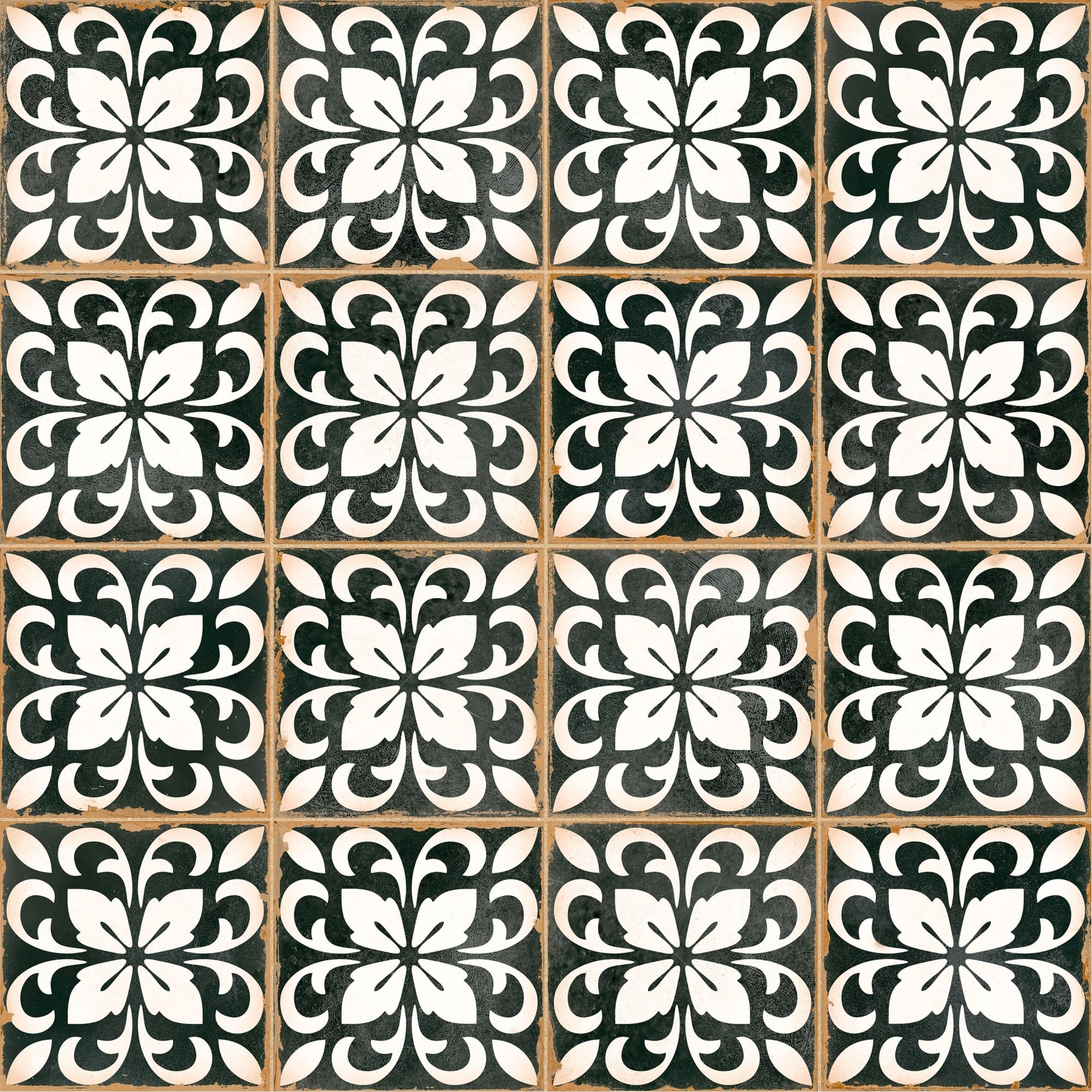Carrelage effet Carreau ciment Azanel Noir 12,4x12,4x0,8 cm Serano - Sol et mur intérieur