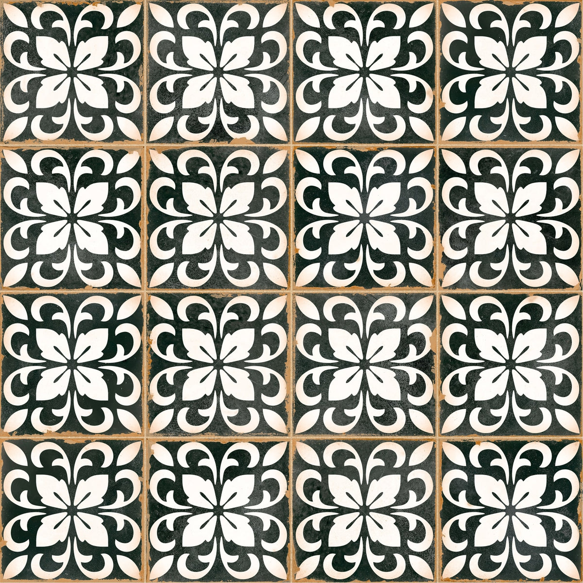 Carrelage effet Carreau ciment Azanel Noir 12,4x12,4x0,8 cm Serano - Sol et mur intérieur