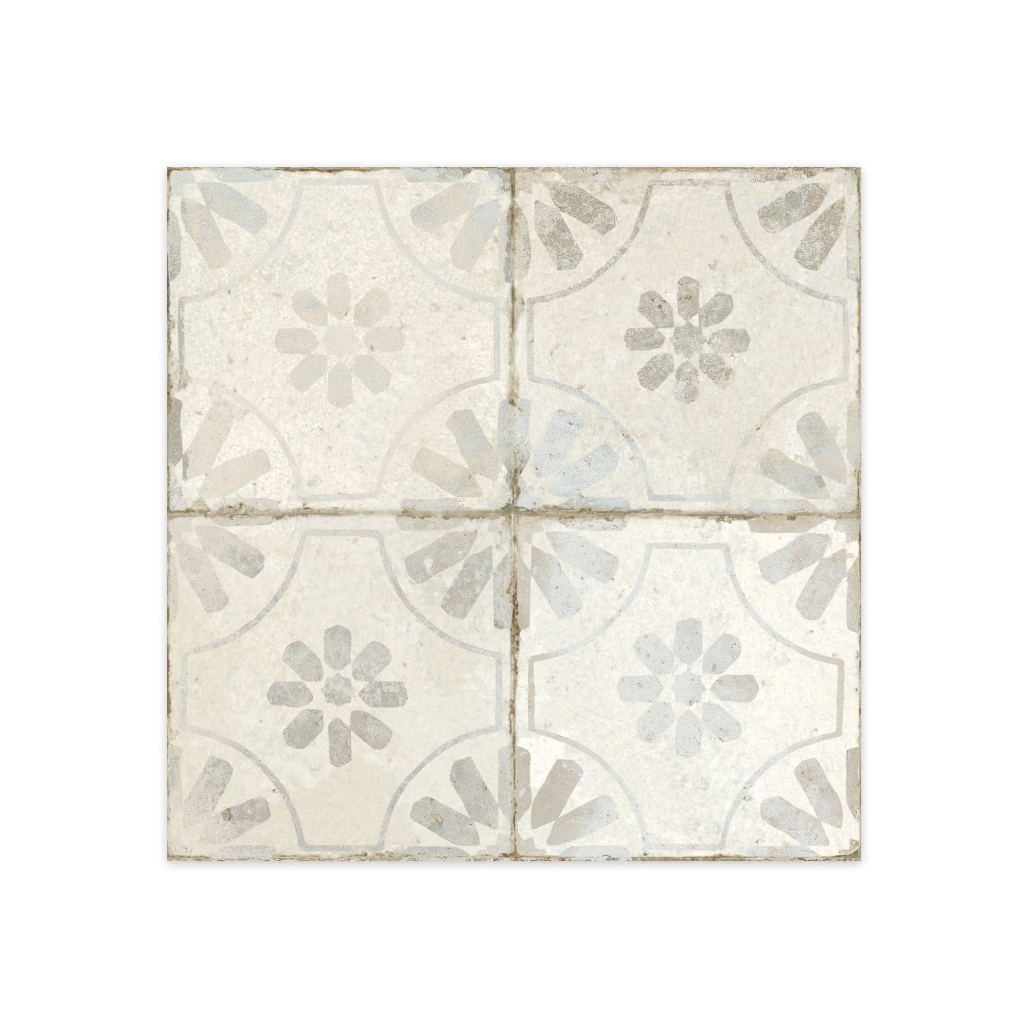 Carrelage Vintage effet Carreau ciment Blanc 45x45x0,95 cm Selvara - Sol et mur intérieur