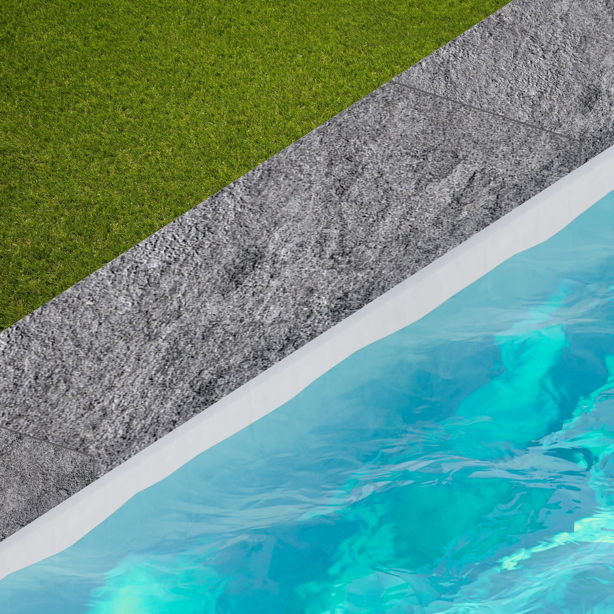 Margelle de piscine effet Pierre Quartzite Gris Ombre 120x33x2 cm Bord Droit avec retombée Teravio