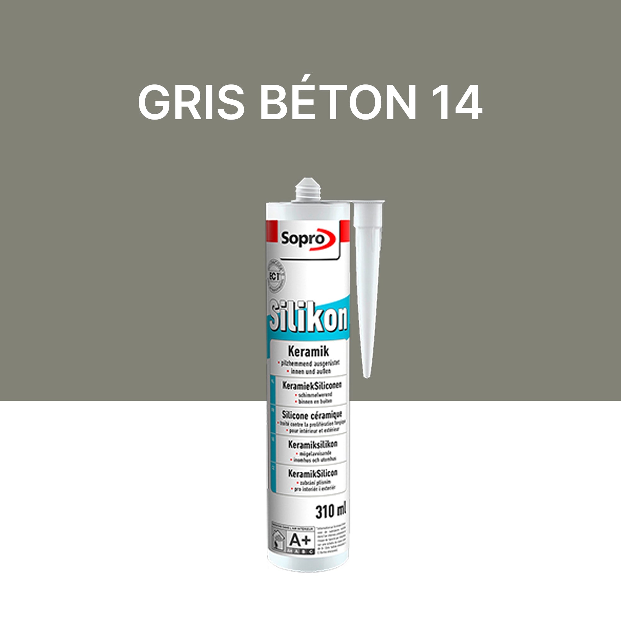 Mastic silicone spécial carrelage - Gris béton 14 - 310 ml