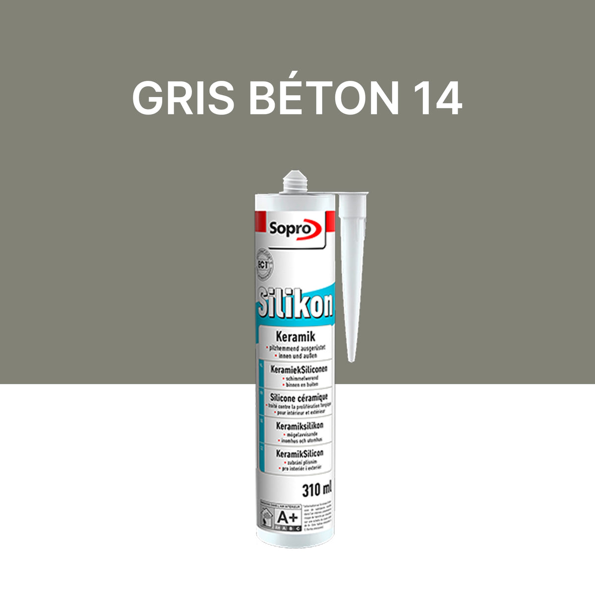 Mastic silicone spécial carrelage - Gris béton 14 - 310 ml