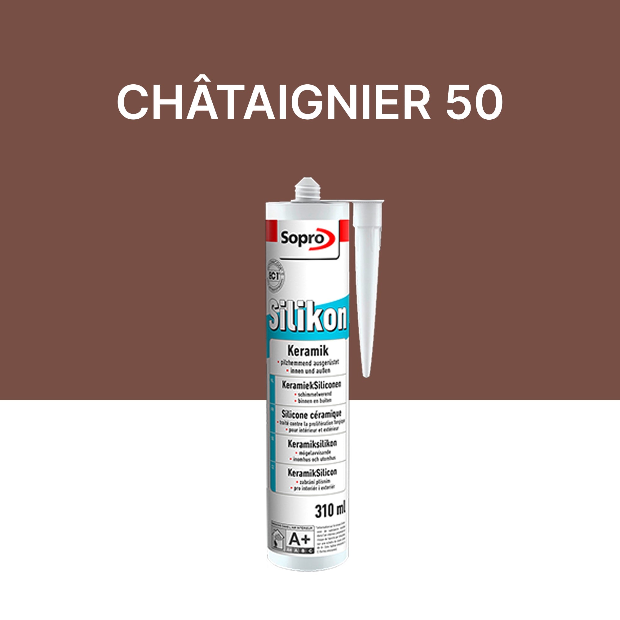 Mastic silicone spécial carrelage - Châtaignier 50 - 310 ml
