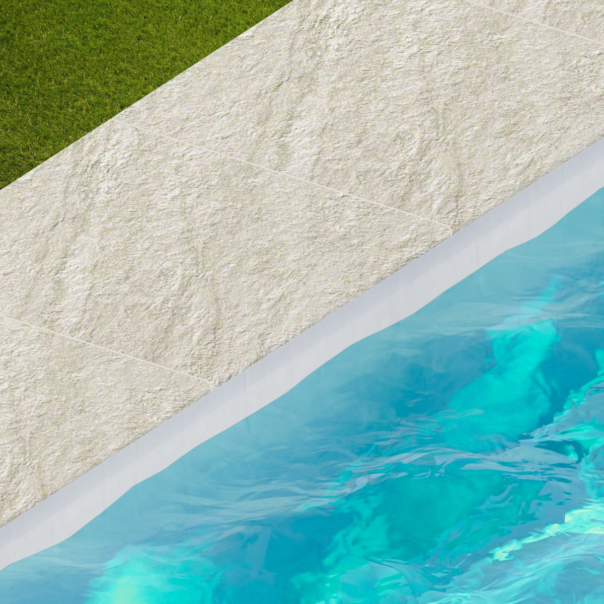 Margelle de piscine effet Pierre Quartzite Gris Crème 60x60x2 cm Bord 1/2 Rond Teravio