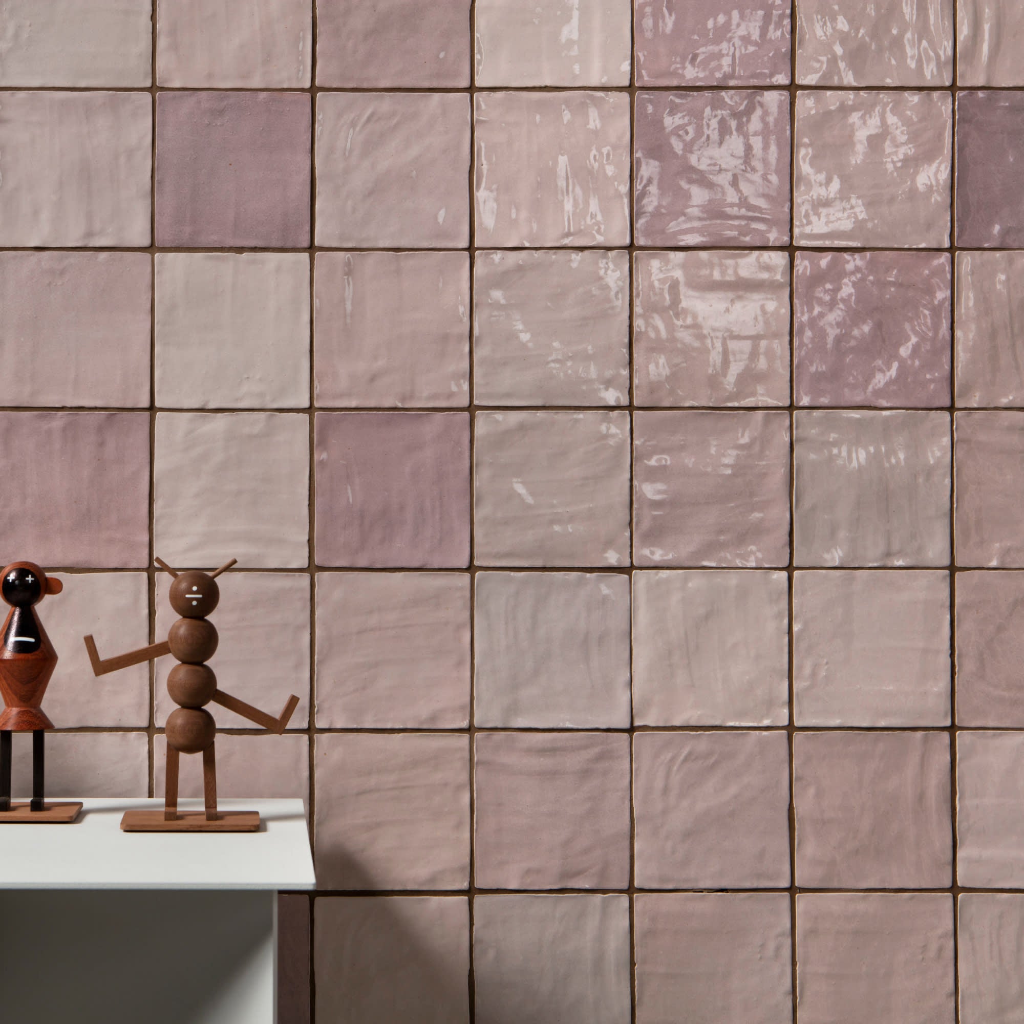Carrelage effet Zellige Rose 10x10x0,85 cm Brillant Orisel - Mur intérieur
