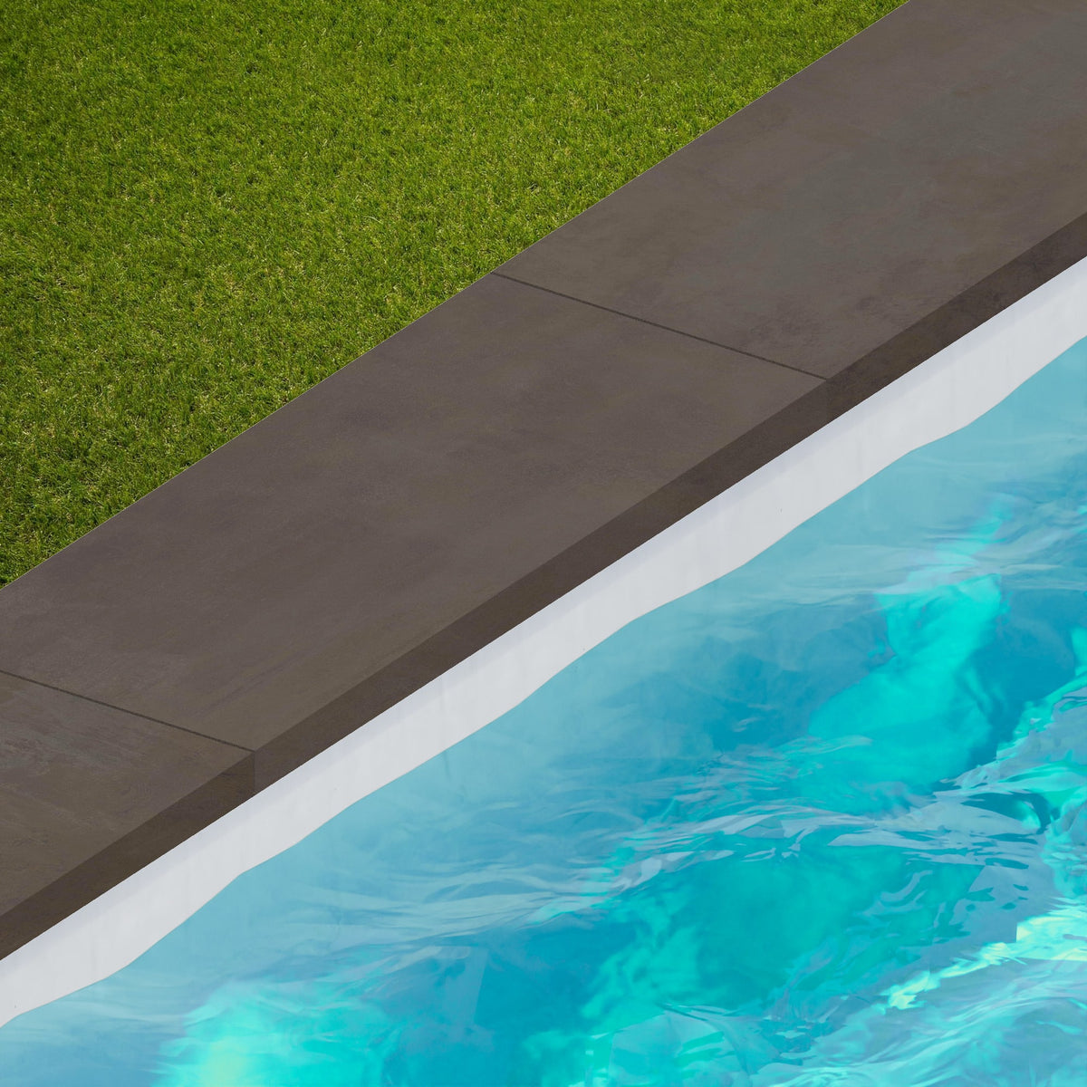 Margelle de piscine effet Béton Brun Cuir 80x33x2 cm Bord Droit avec retombée Vetrano