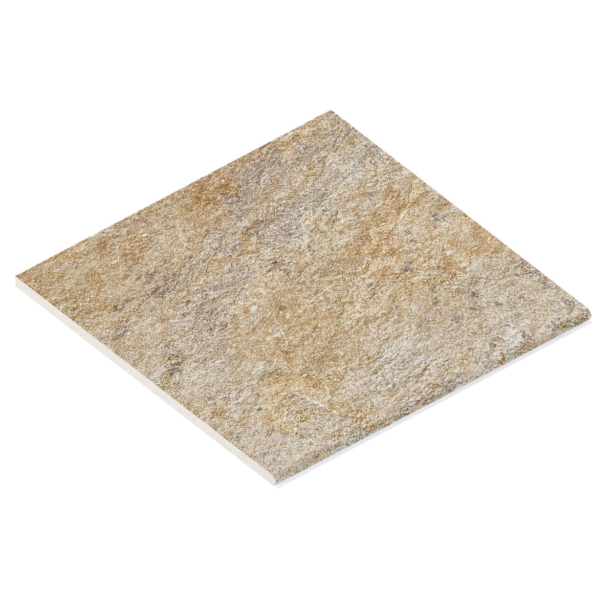 Margelle de piscine effet Pierre Quartzite Beige Doré 60x60x2 cm Bord 1/2 Rond Salvero