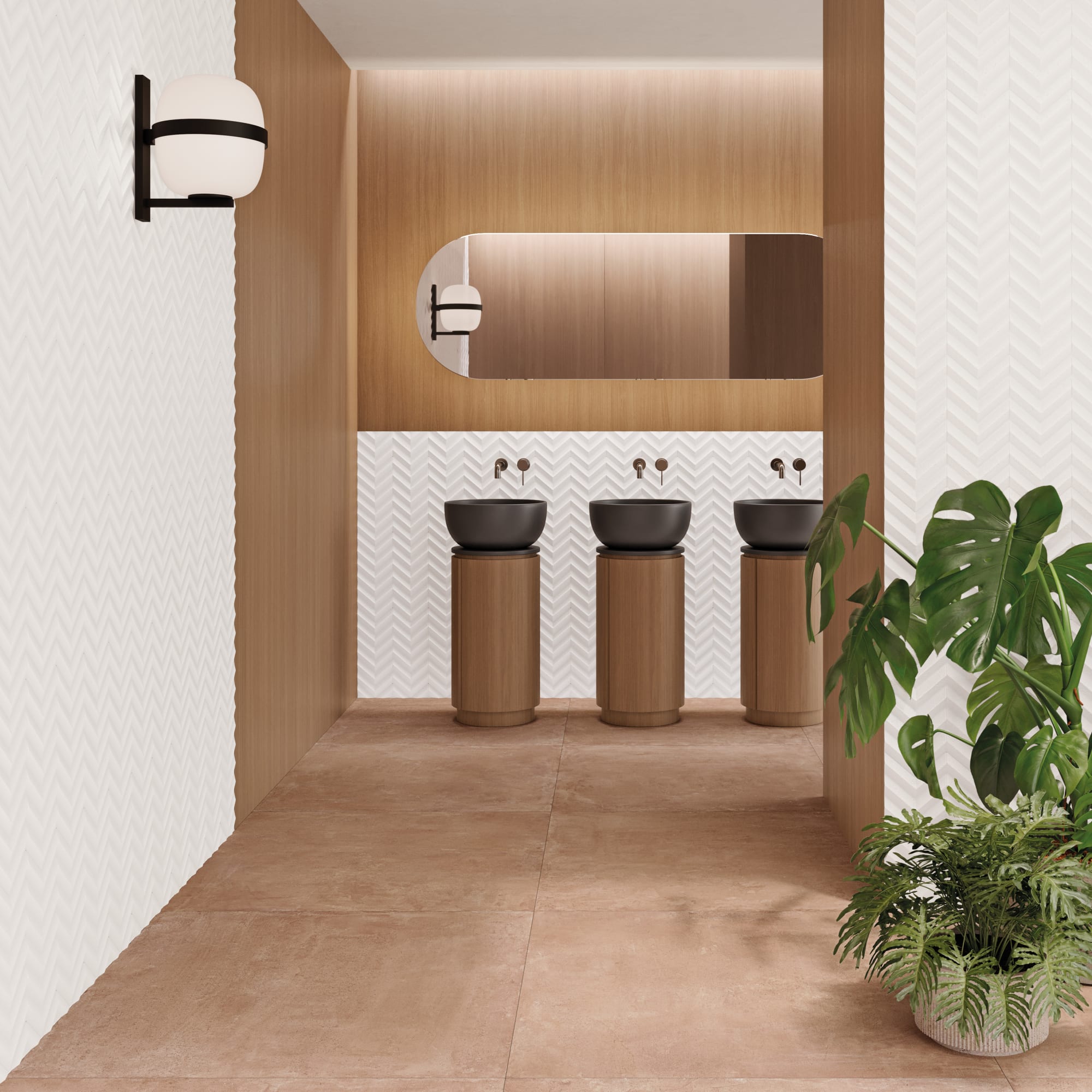Carrelage effet Béton Terracotta 90x90x0,9 cm Valmior - Sol et mur intérieur