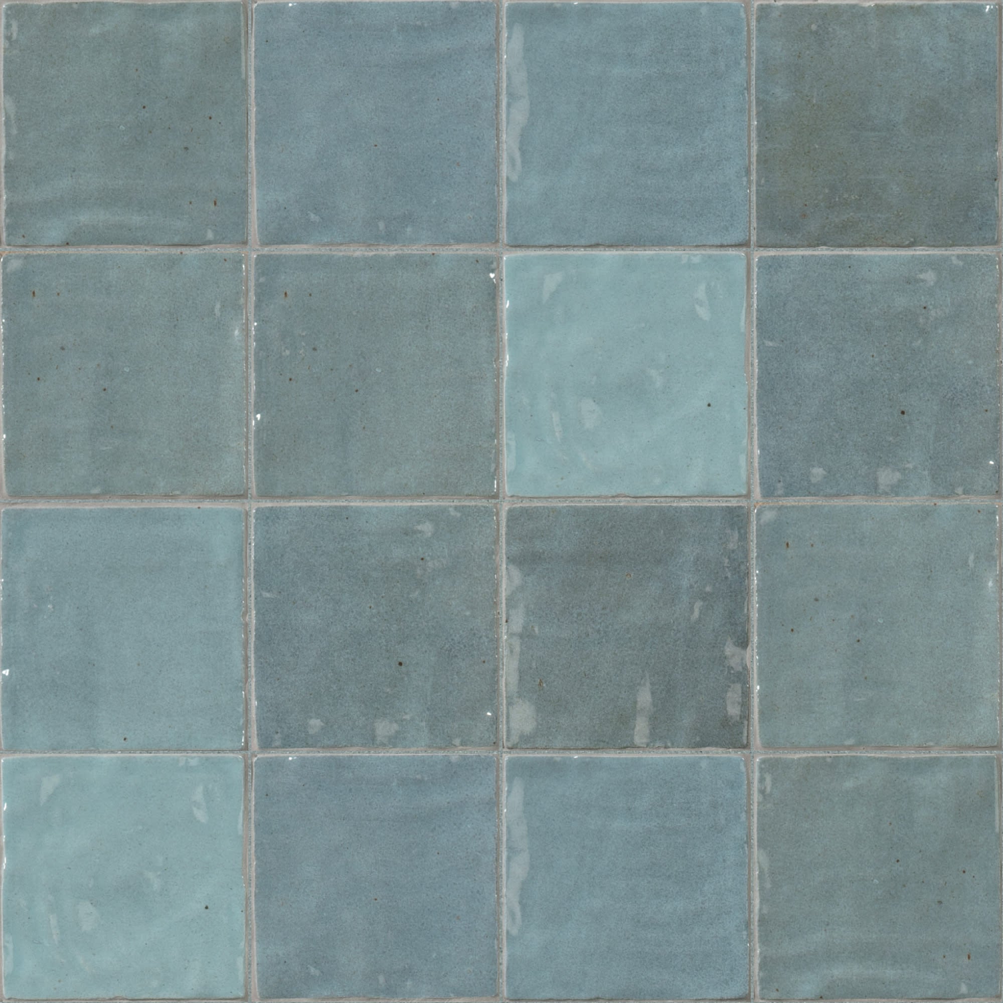 Carrelage effet Zellige Bleu Mer 10x10x0,85 cm Brillant Orisel - Mur intérieur