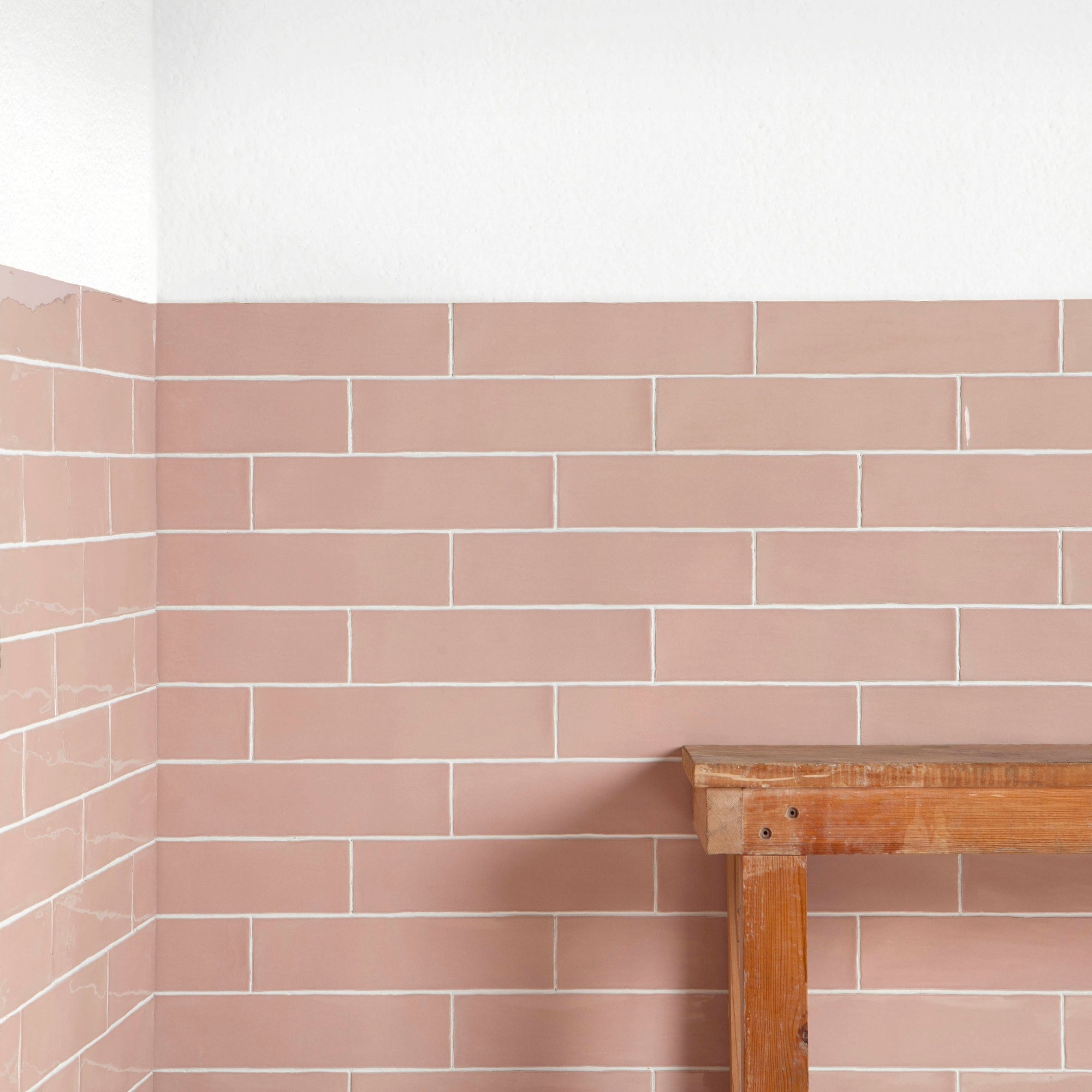 Carrelage effet Zellige Rose 30x7,5x0,82 cm Brillant Novaril - Mur intérieur
