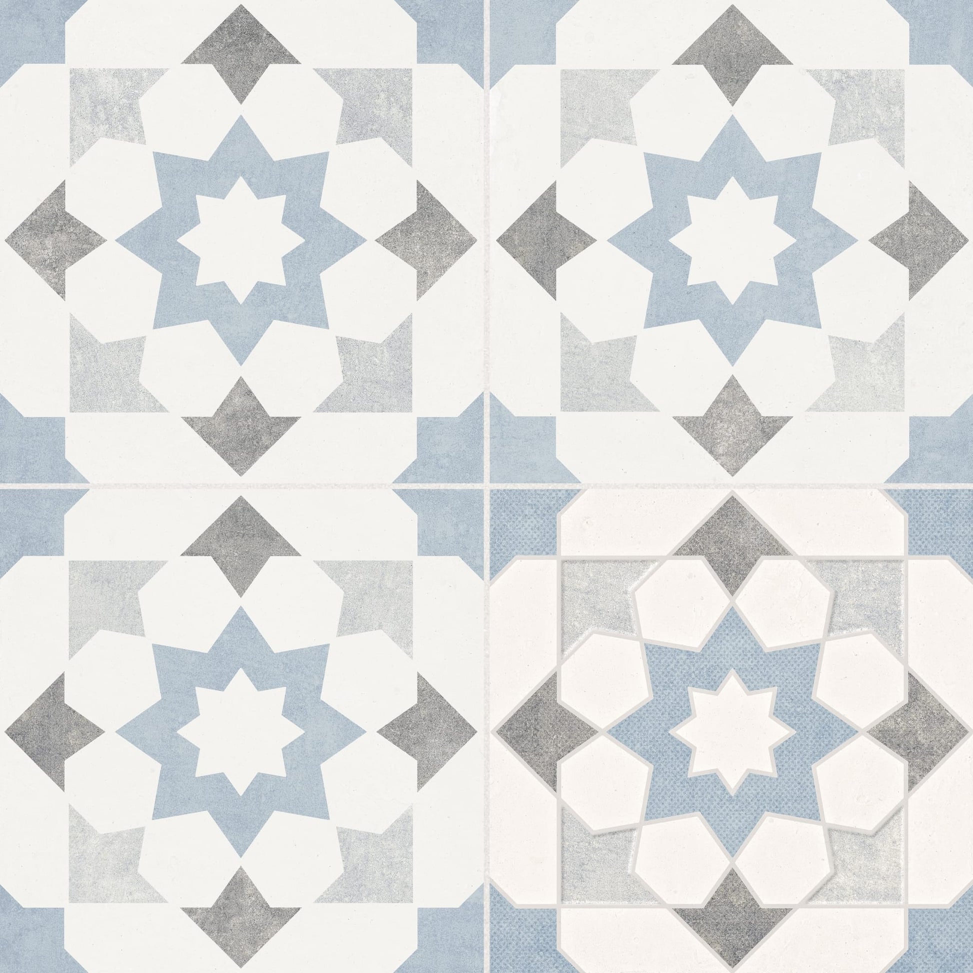 Carrelage effet Carreau ciment Rovano Bleu 22,3x22,3x0,9 cm Elior - Sol et mur intérieur