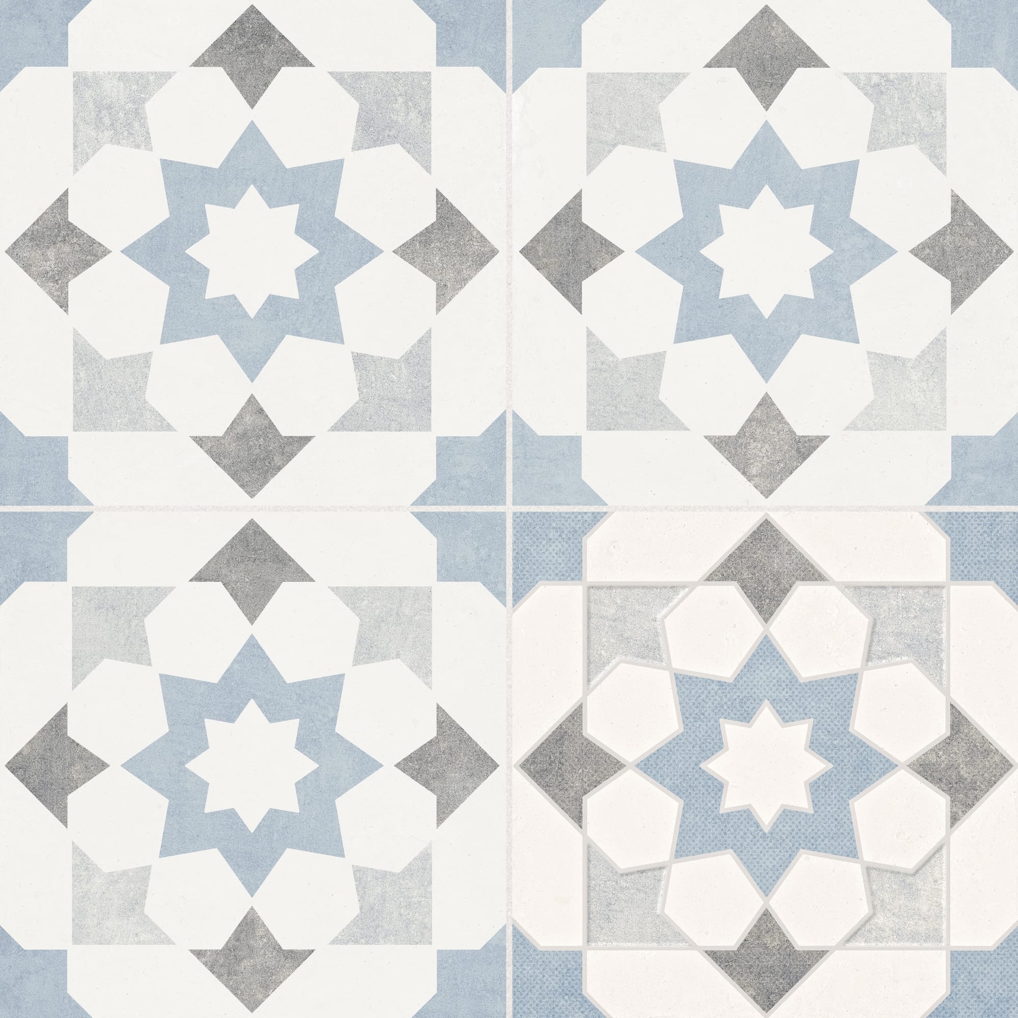 Carrelage effet Carreau ciment Rovano Bleu 22,3x22,3x0,9 cm Elior - Sol et mur intérieur