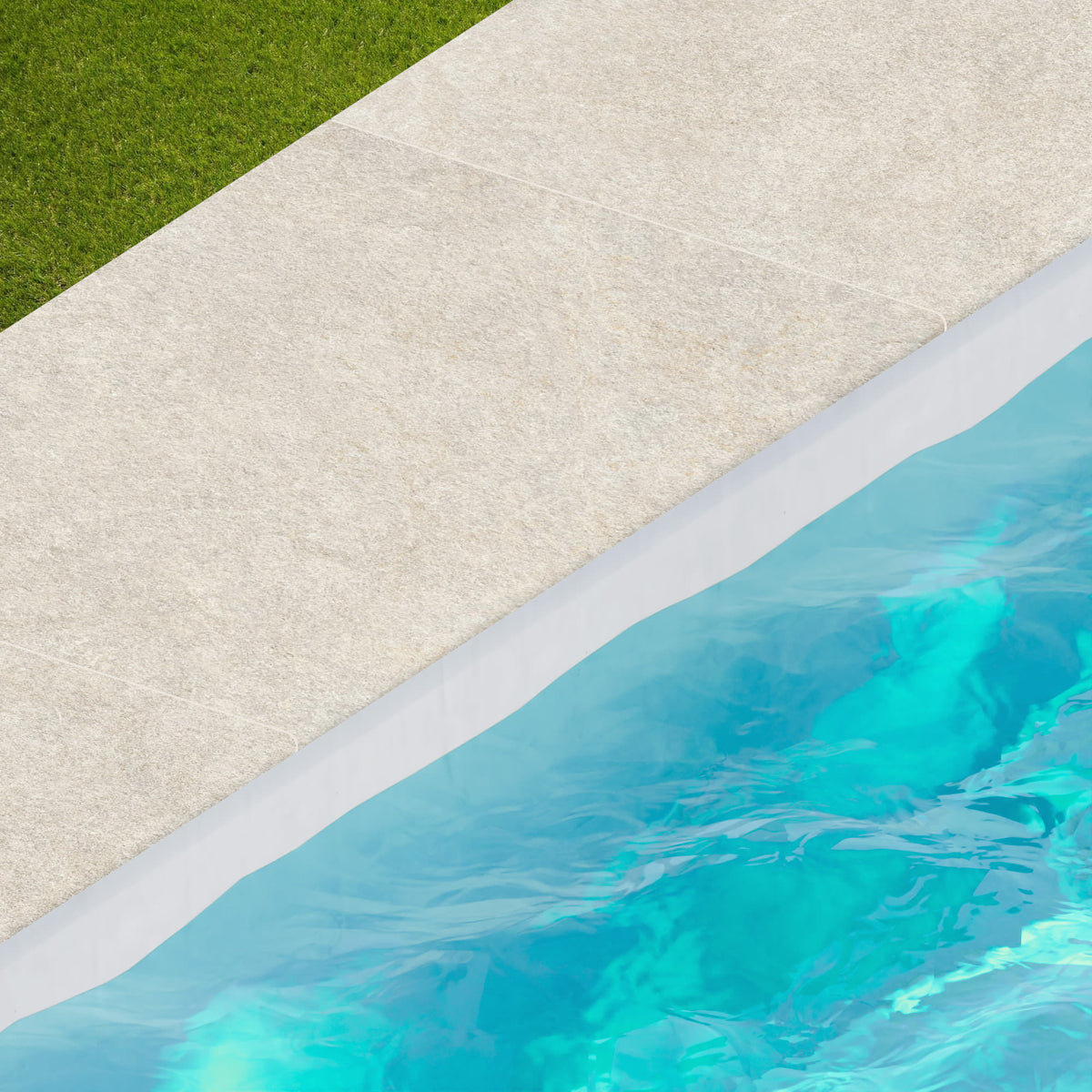 Margelle de piscine effet Pierre Quartzite Blanc 90x60x2 cm Bord 1/2 Rond Venturo