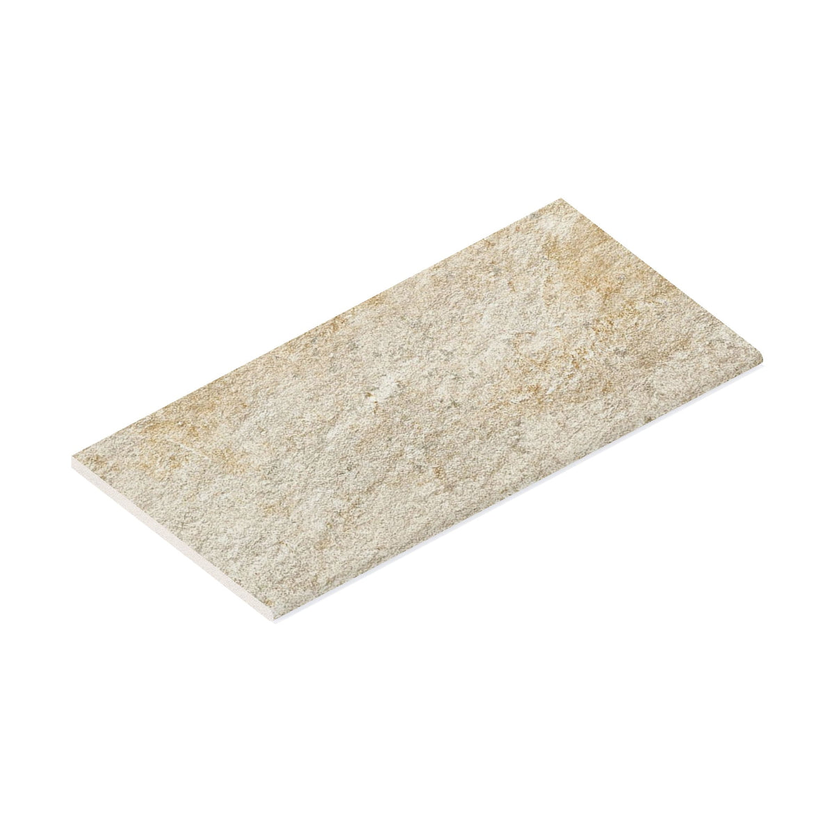 Margelle de piscine effet Pierre Quartzite Gris Beige 80x40x2 cm Bord 1/2 Rond Salvero