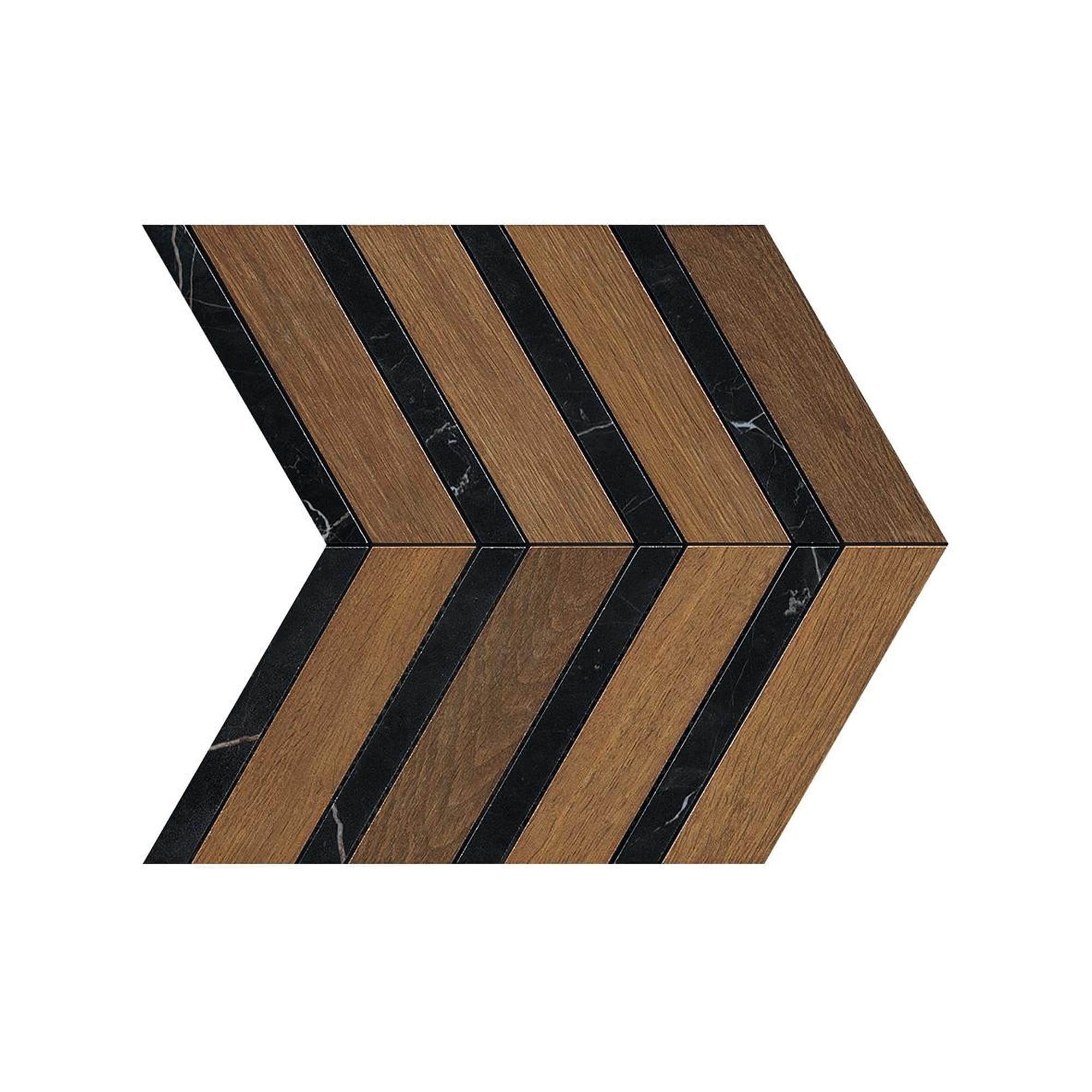 Carrelage effet Parquet Bois Chêne Cognac Chevron Pointe de Hongrie 29,4x28,7x0,95 cm Mat Lorenta - Sol et mur intérieur