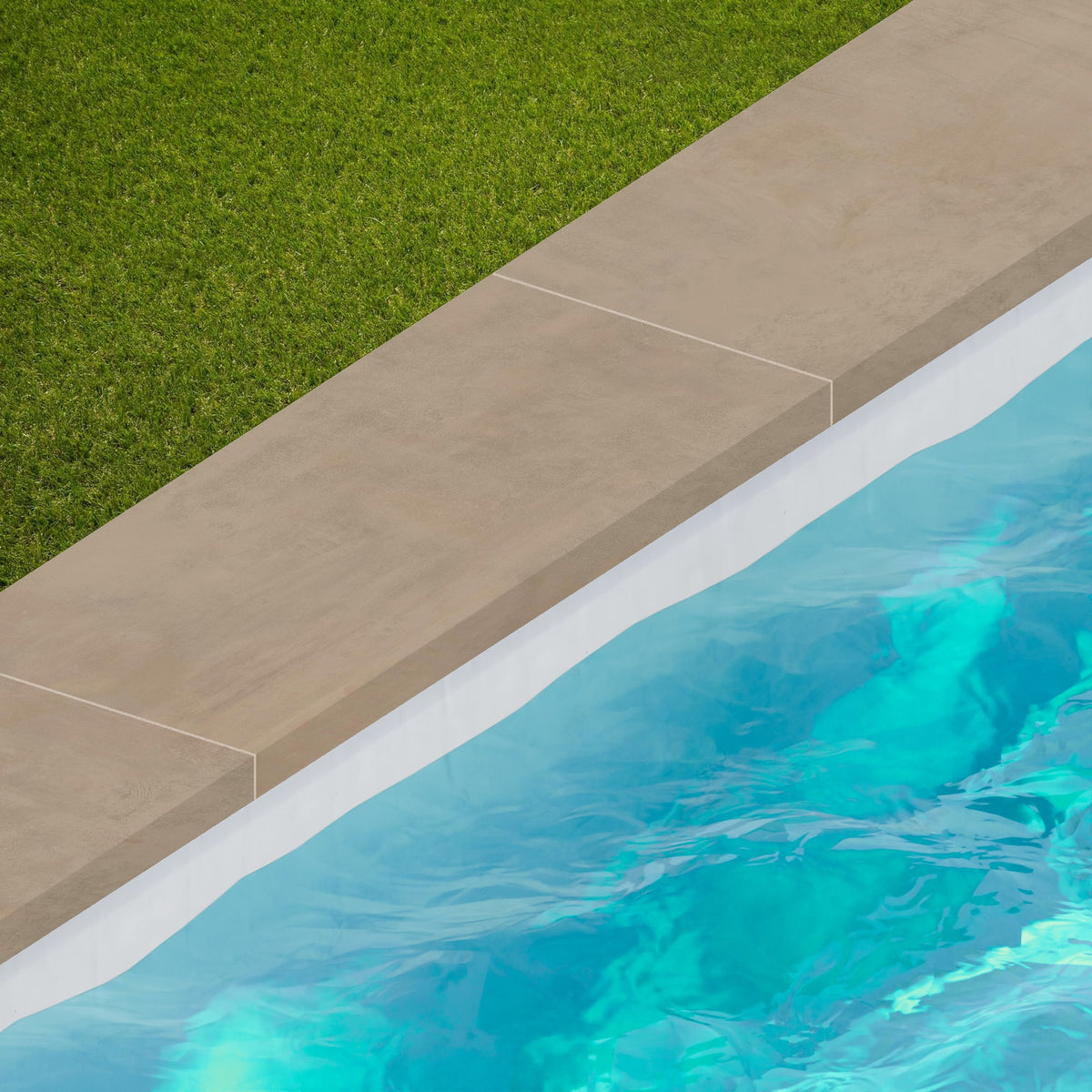 Margelle de piscine effet Béton Beige Terre 80x33x2 cm Bord Droit avec retombée Vetrano