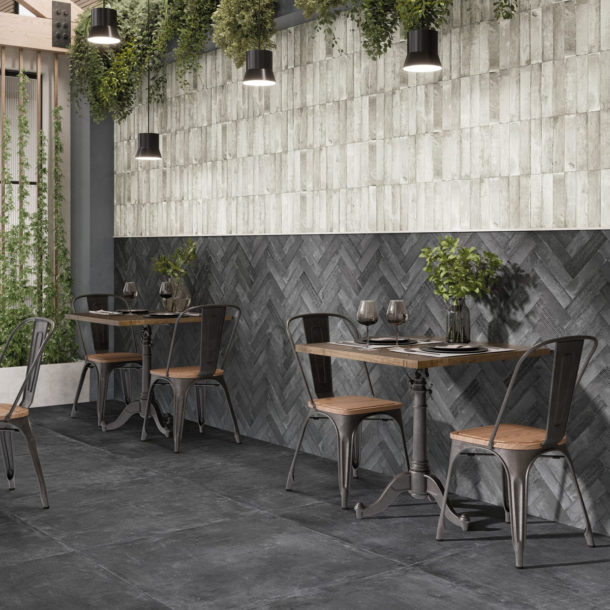 Carrelage effet Zellige Gris Anthracite 24,6x6x0,85 cm Azurel - Sol et mur intérieur