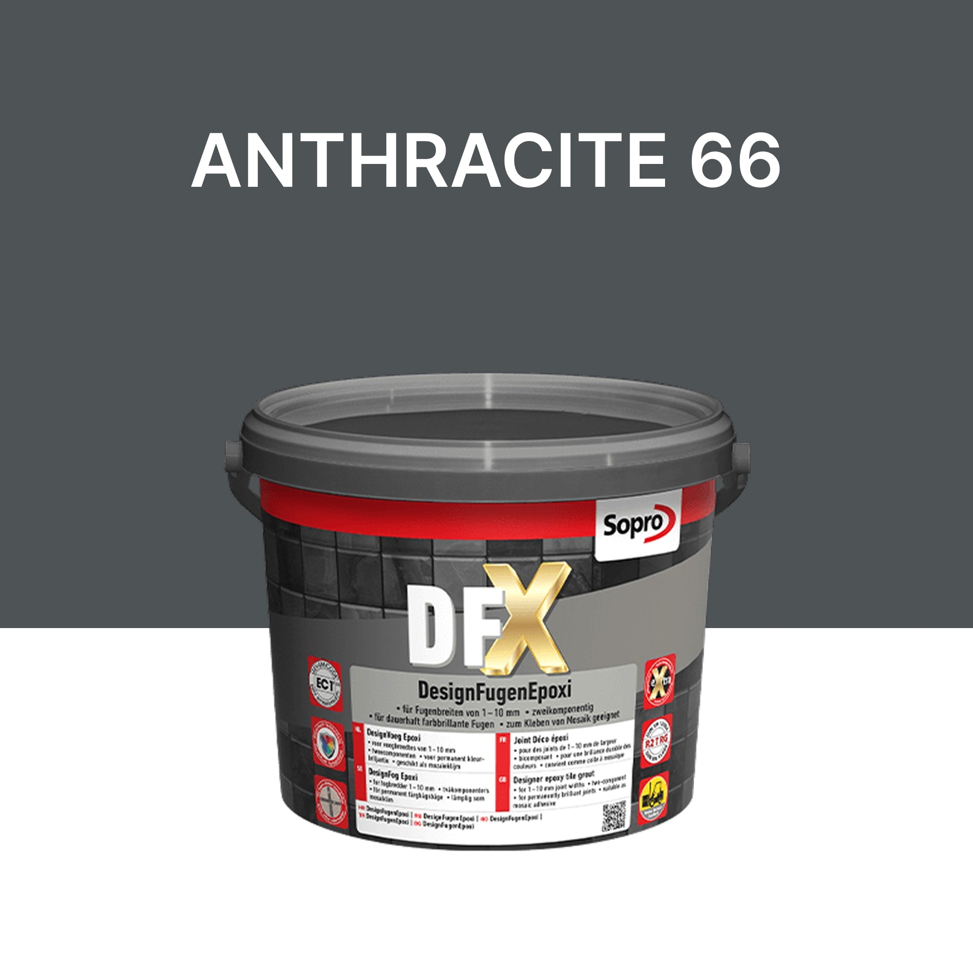 Joint / Colle époxy carrelage et piscine - Anthracite 66 - Sopro DFX - 3 kg
