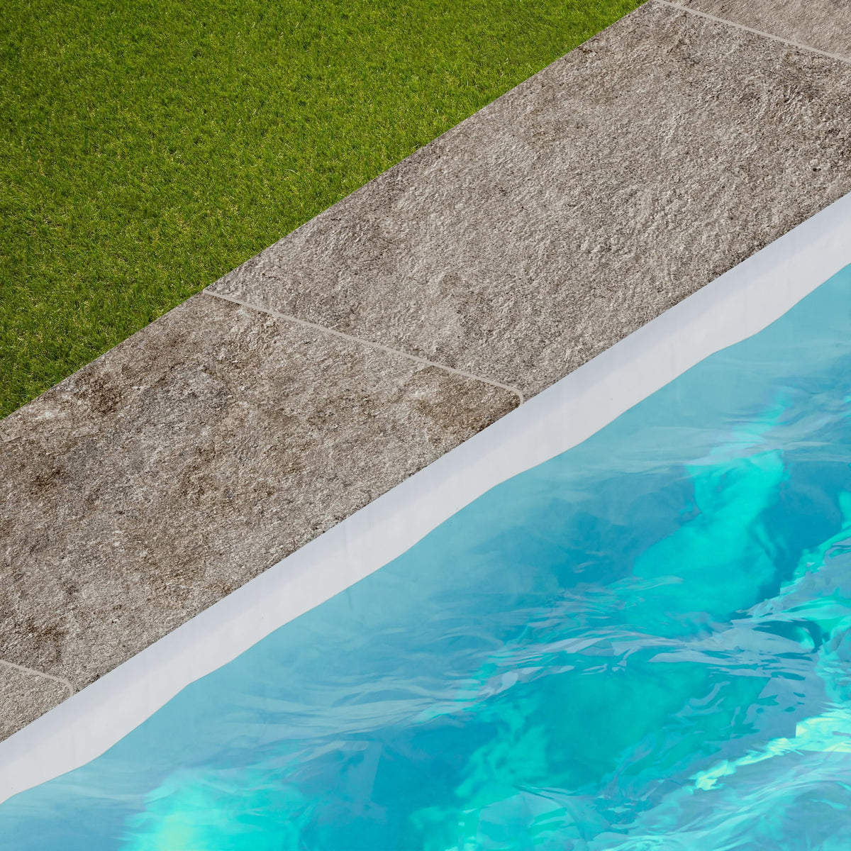 Margelle de piscine effet Pierre Quartzite Gris Roche 80x40x2 cm Bord 1/2 Rond Salvero