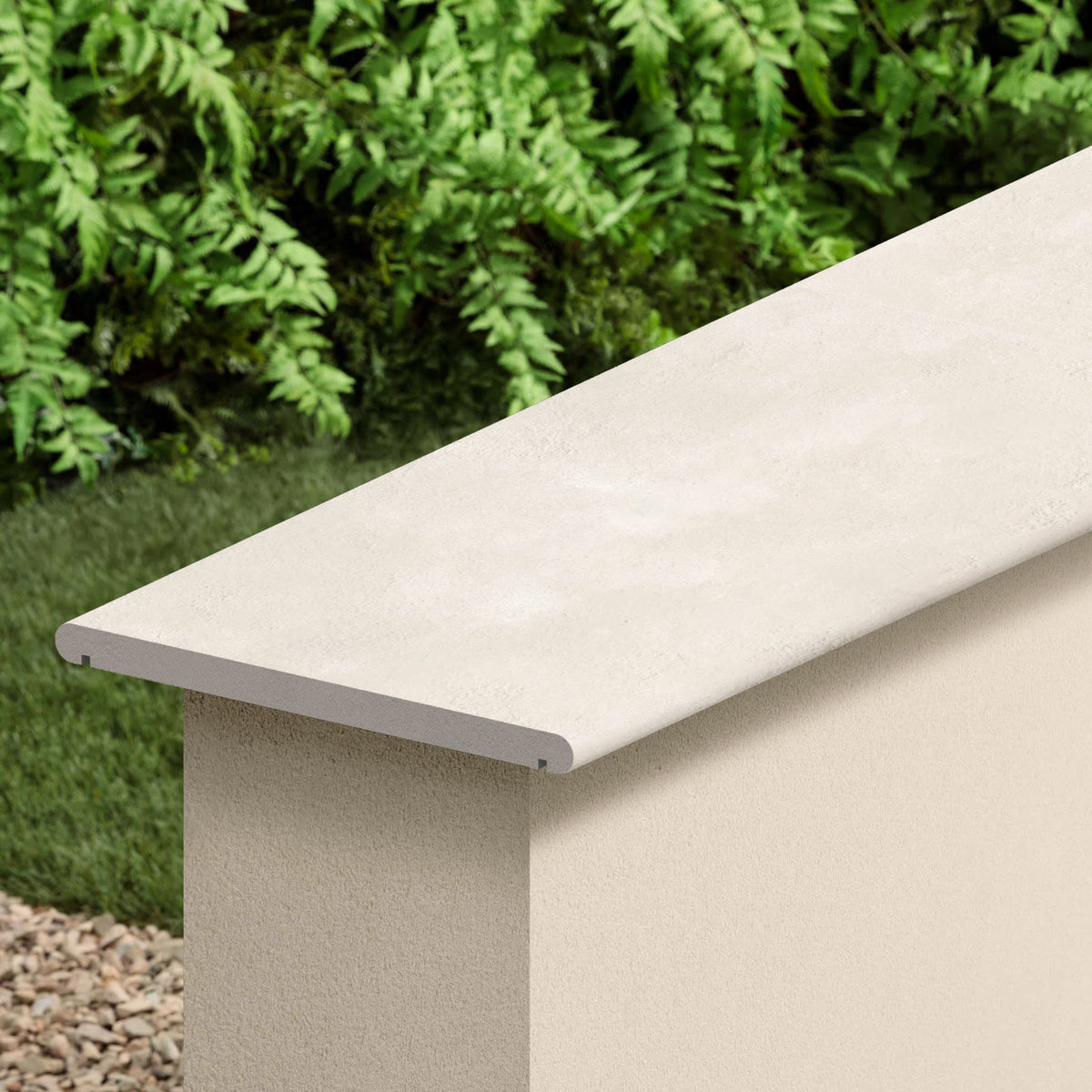 Couvertine effet Béton Gris Luce 60x30x2 cm Bord 1/2 Rond Double Larmier Gravino