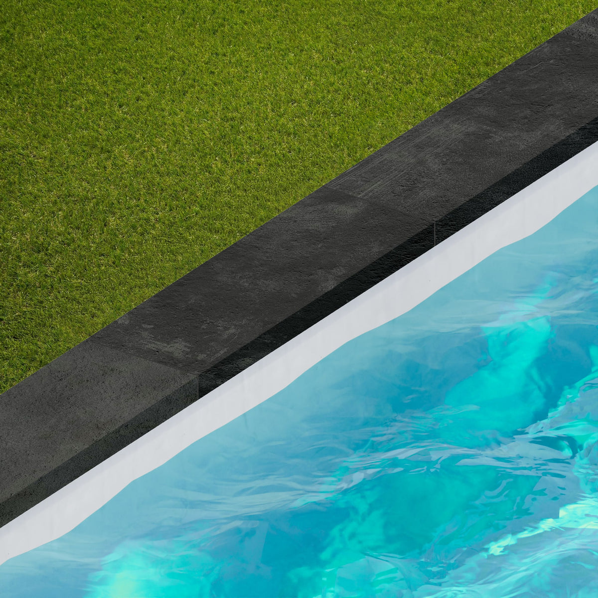 Margelle de piscine effet Béton Gris Nuit 60x20x2 cm Bord Droit avec retombée Gravino