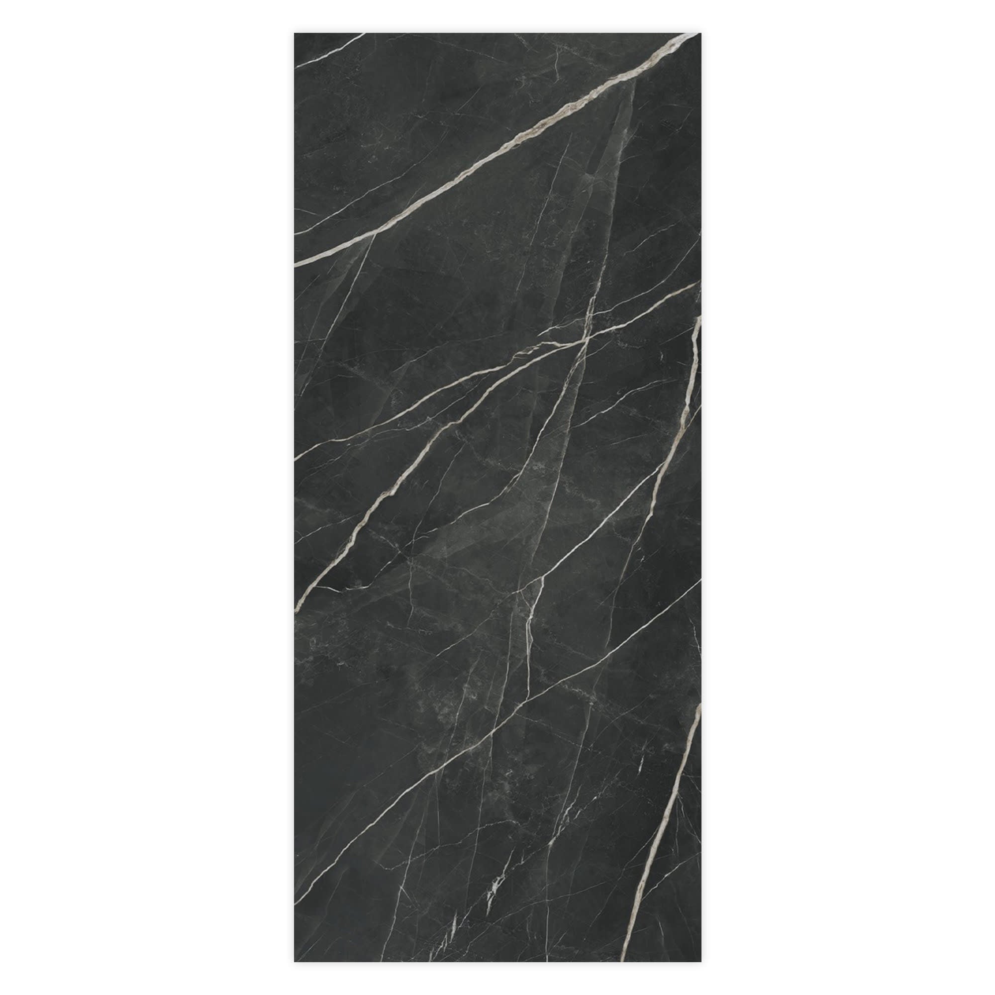 Carrelage effet Marbre Noir Notte 278x120x0,6 cm Brillant Florenza - Mur intérieur