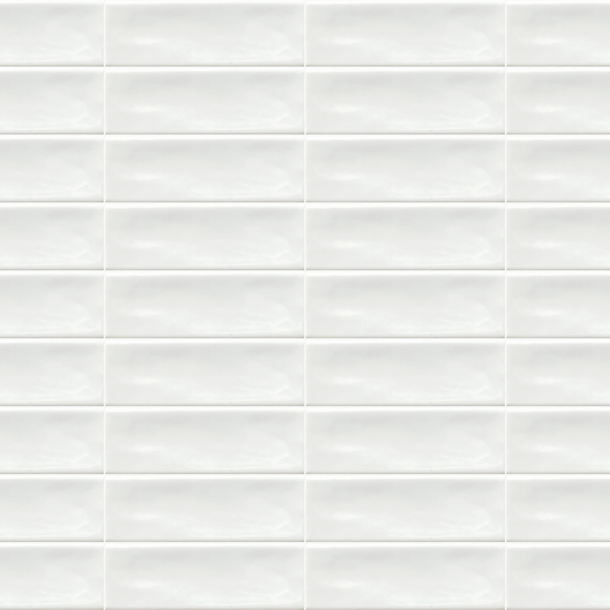 Carrelage effet Zellige Blanc 14,6x4,8x0,8 cm Brillant Bravio - Mur intérieur