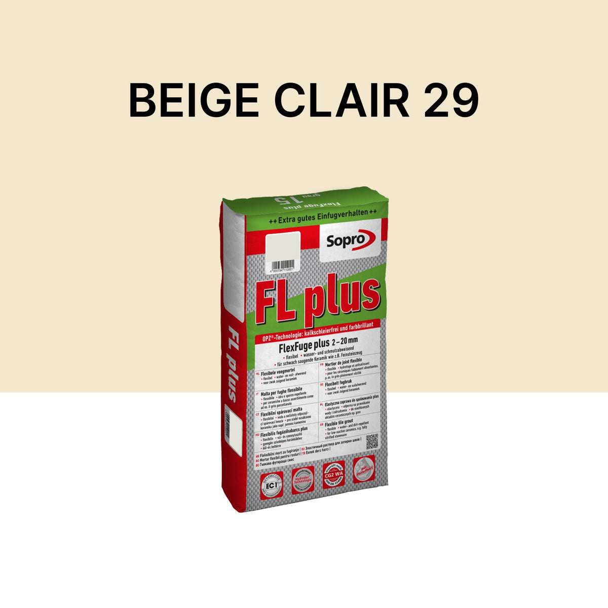 Joint carrelage intérieur et extérieur - 2 à 20 mm - Beige clair 29 - Sopro FL plus - 5 kg