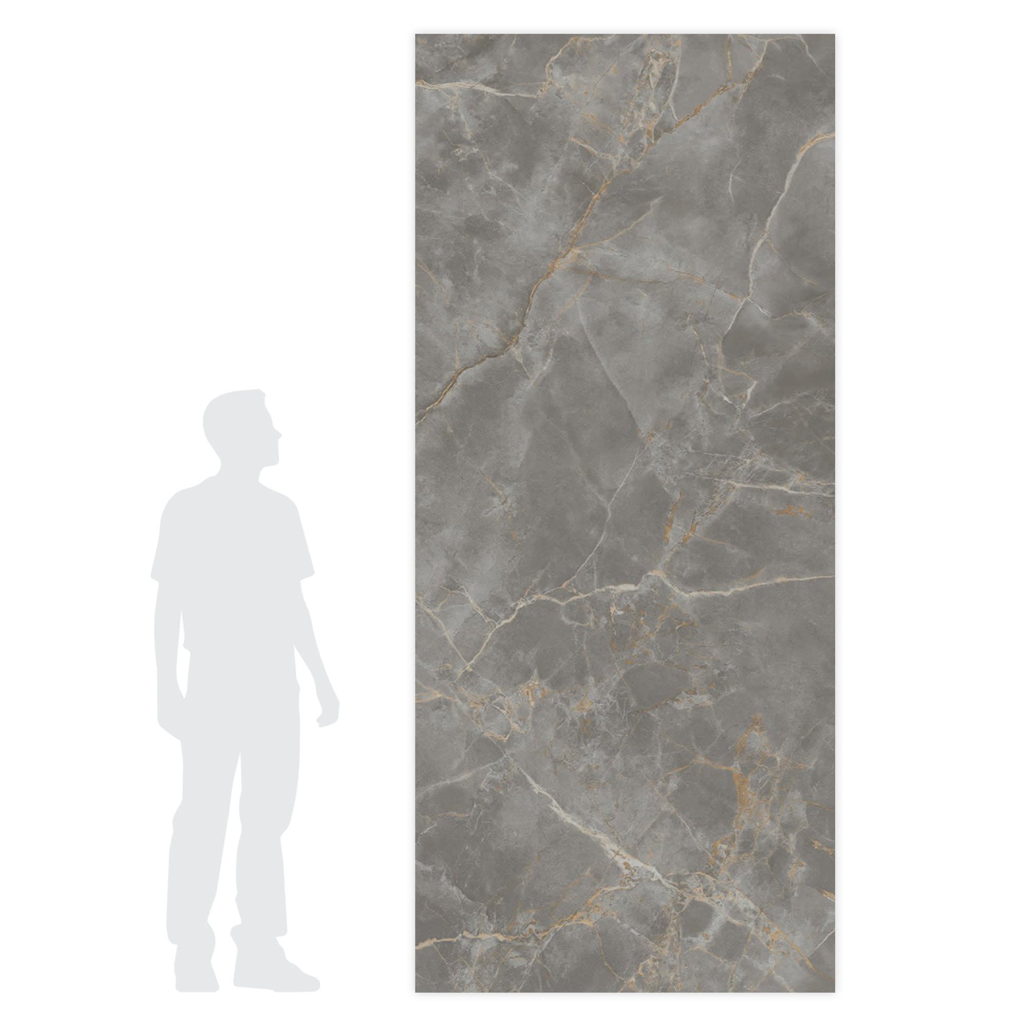 Carrelage effet Marbre Gris Titan 278x120x0,6 cm Brillant Montira - Mur intérieur