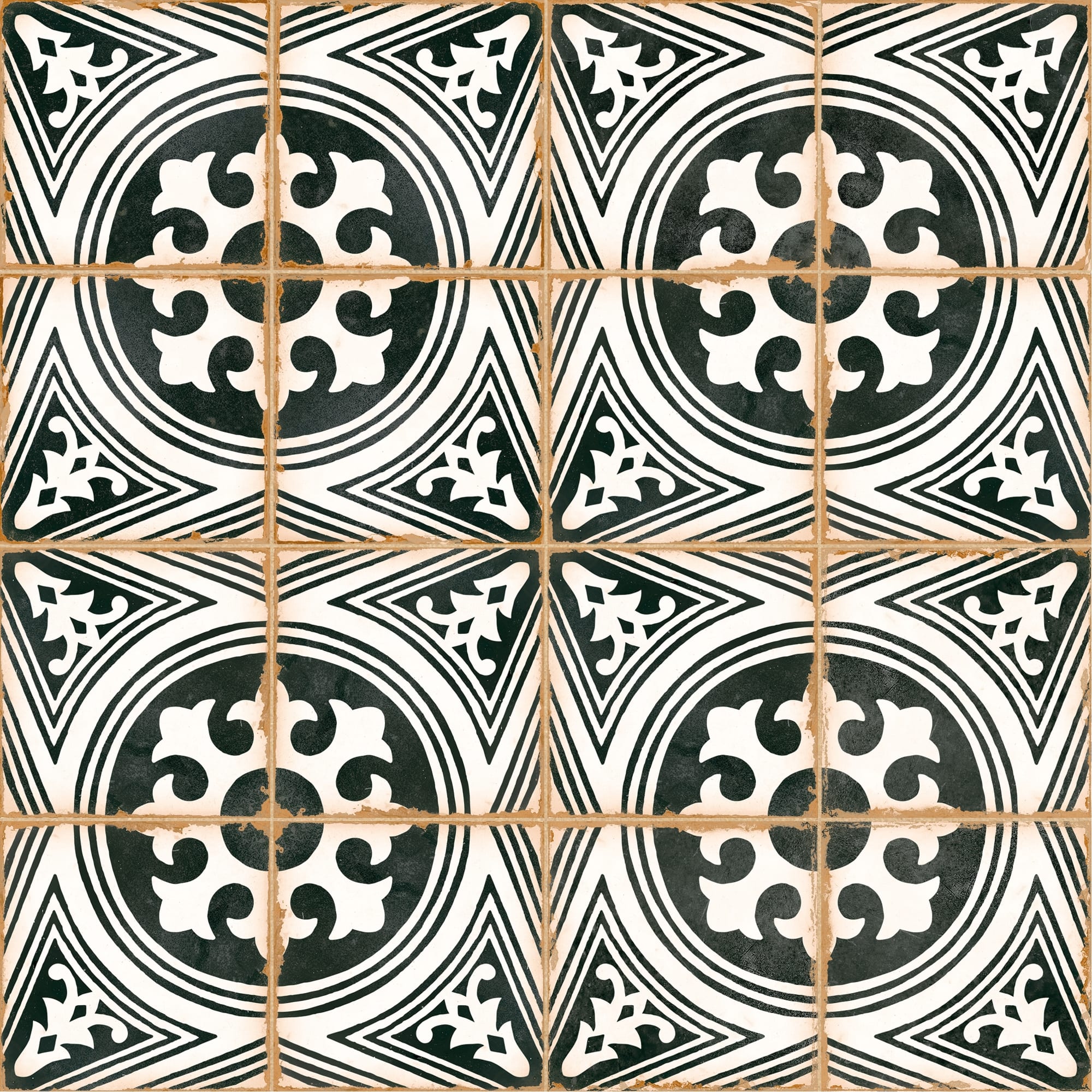 Carrelage effet Carreau ciment Azorel Noir 12,3x12,3x0,87 cm Serano - Sol et mur intérieur