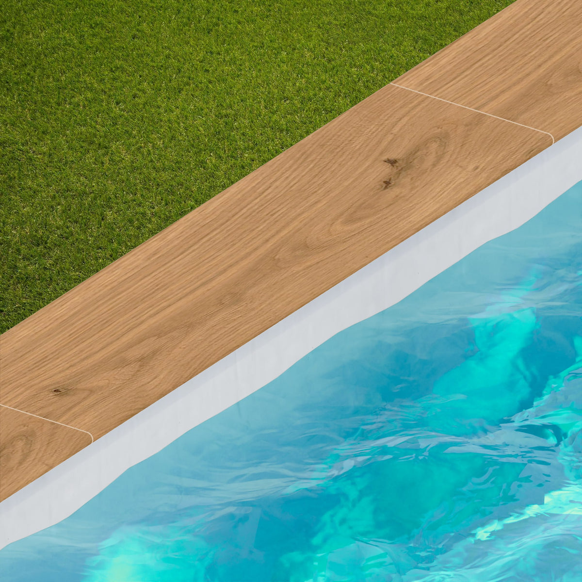 Margelle de piscine effet Bois Chêne Cannella 120x30x2 cm Bord 1/2 Rond Cedrano