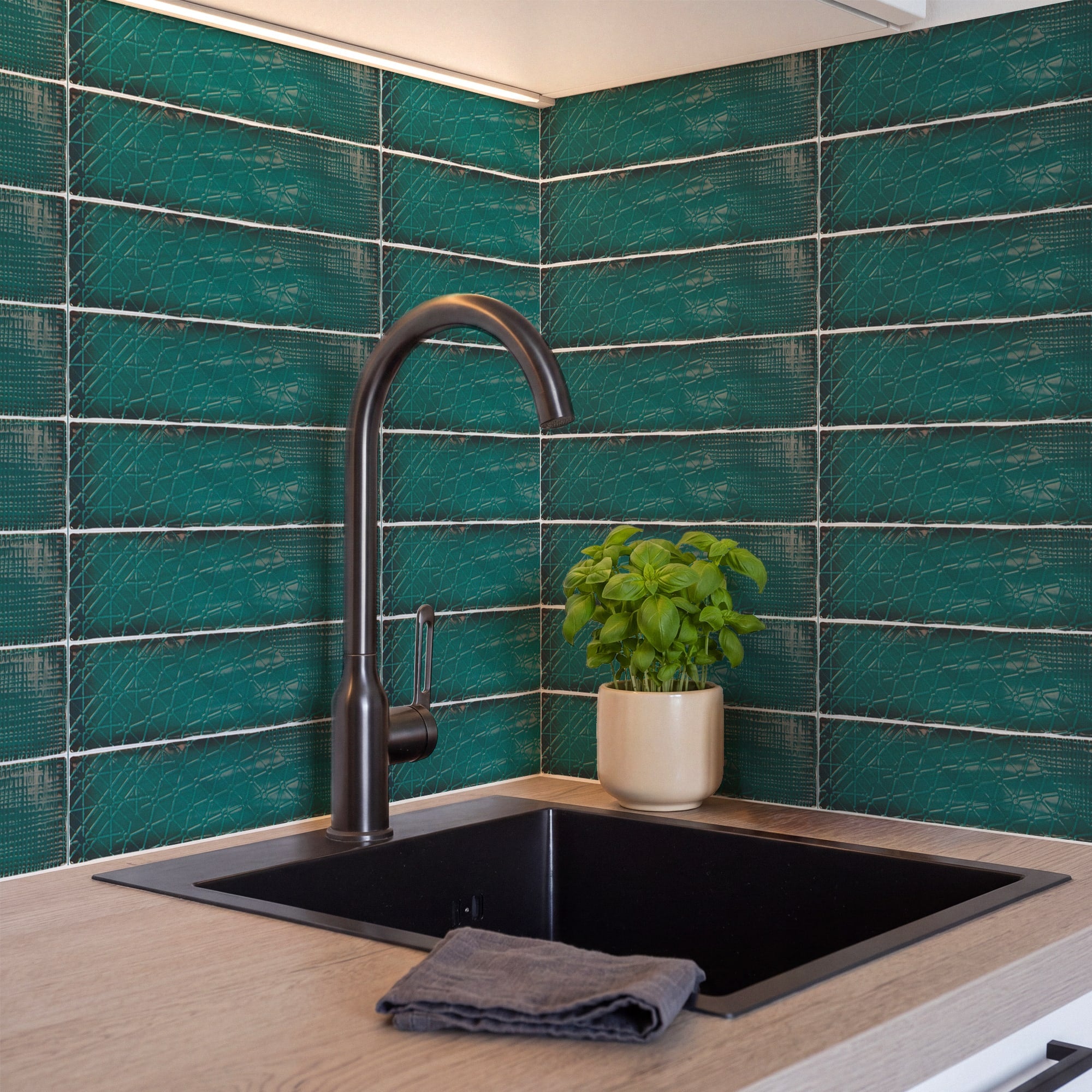Carrelage effet Zellige Vert 30x7,5x0,82 cm Salerno - Mur intérieur