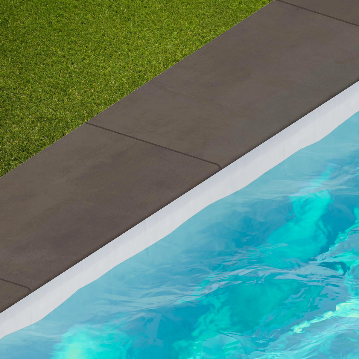 Margelle de piscine effet Béton Brun Cuir 80x40x2 cm Bord 1/2 Rond Vetrano