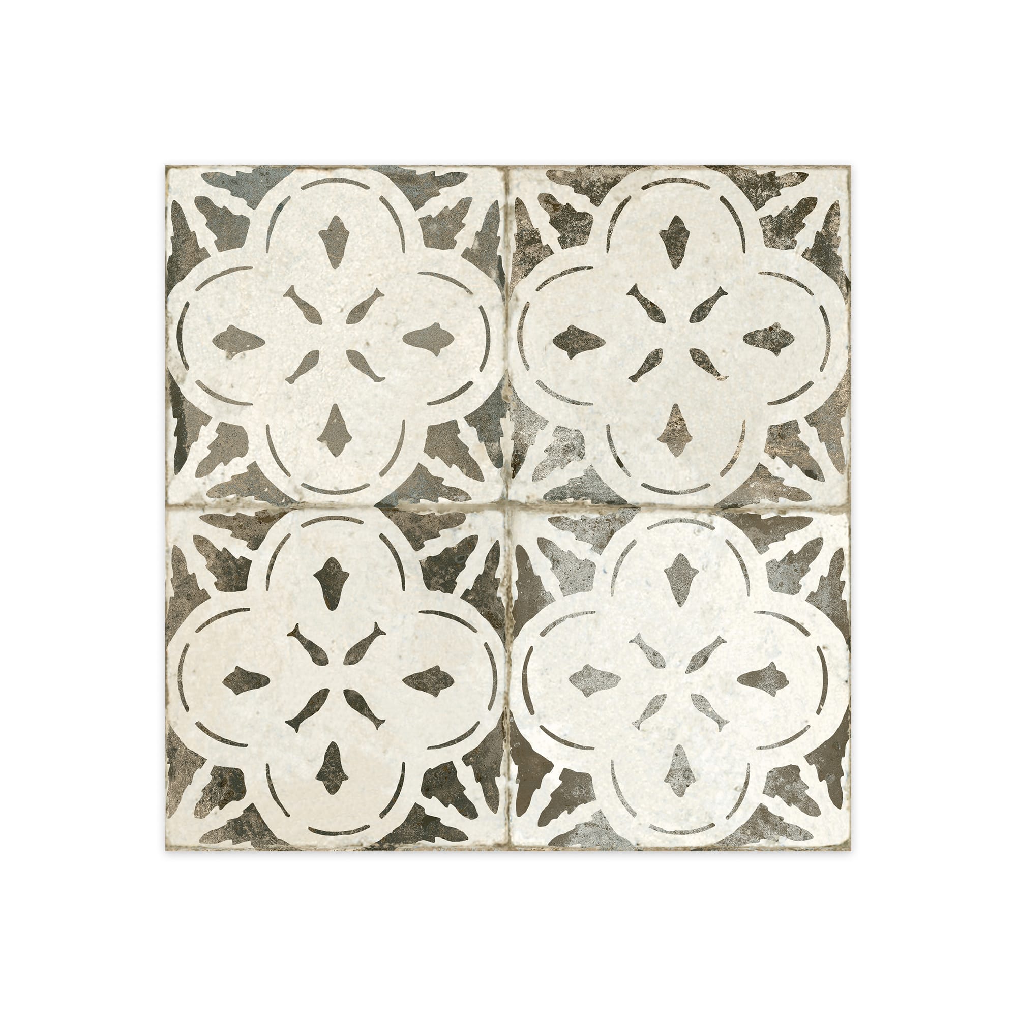 Carrelage Vintage effet Carreau ciment Noir 45x45x0,95 cm Calenza - Sol et mur intérieur