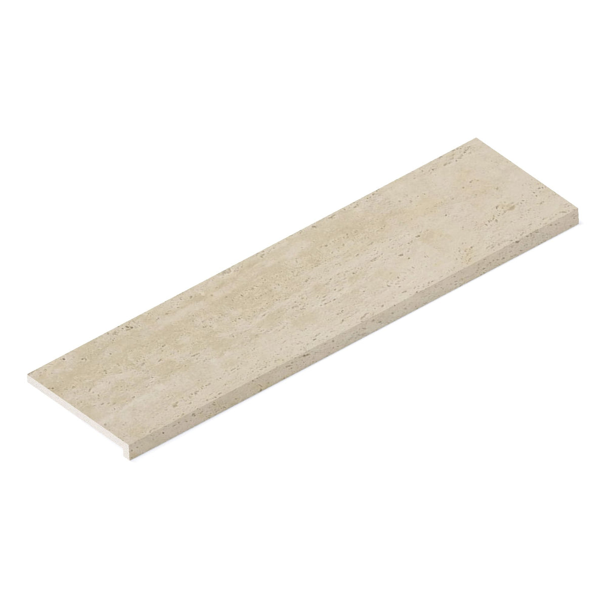 Margelle de piscine effet Travertin Grège Vein Cut 120x33x2 cm Bord Droit avec retombée Neravio