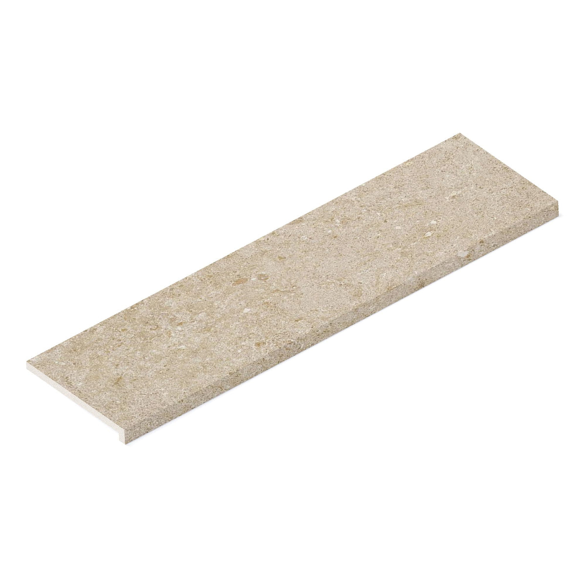 Margelle de piscine effet Pierre Calcaire Beige Sable 120x33x2 cm Bord Droit avec retombée Domella