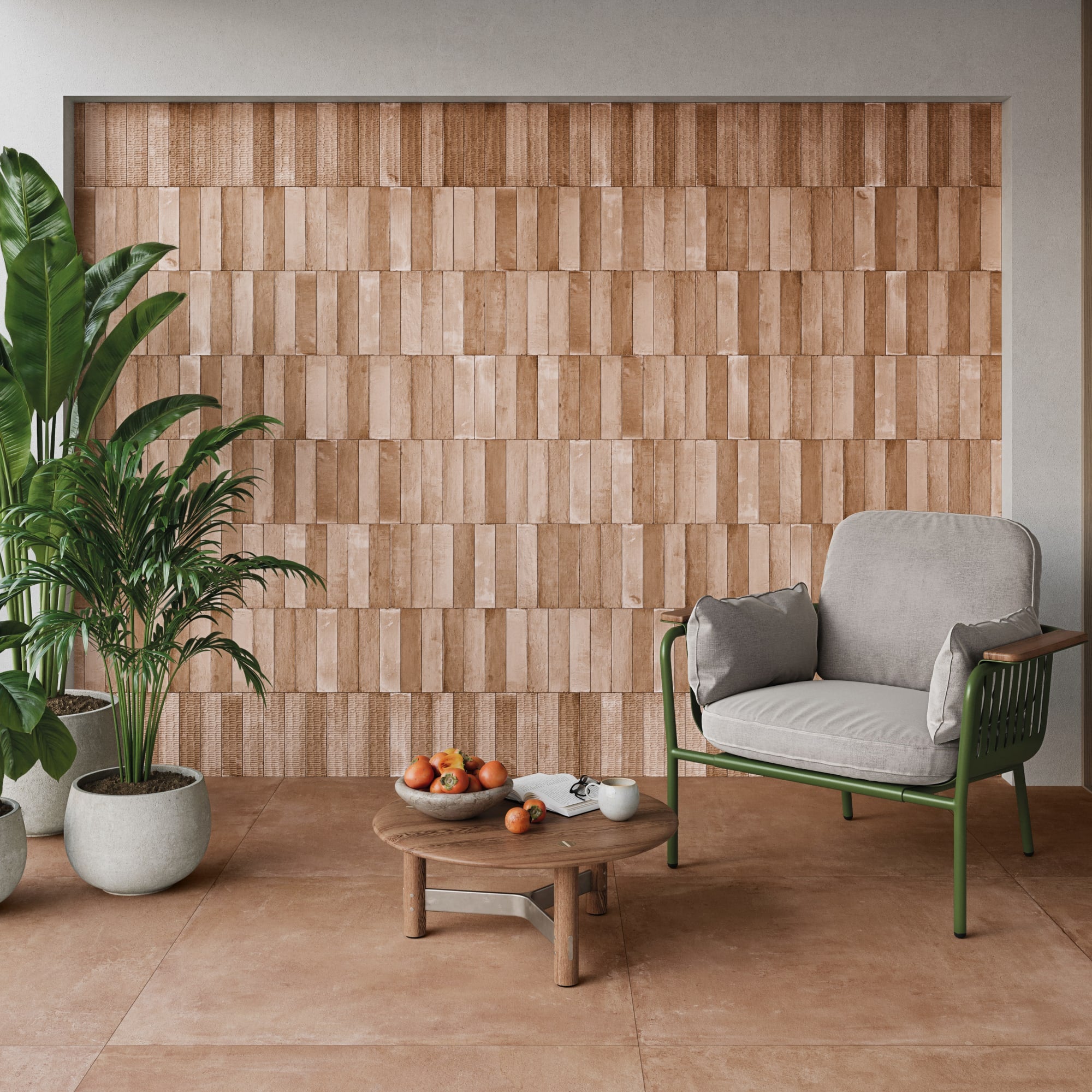 Carrelage effet Zellige Terracotta 24,6x6x0,85 cm Azurel - Sol et mur intérieur