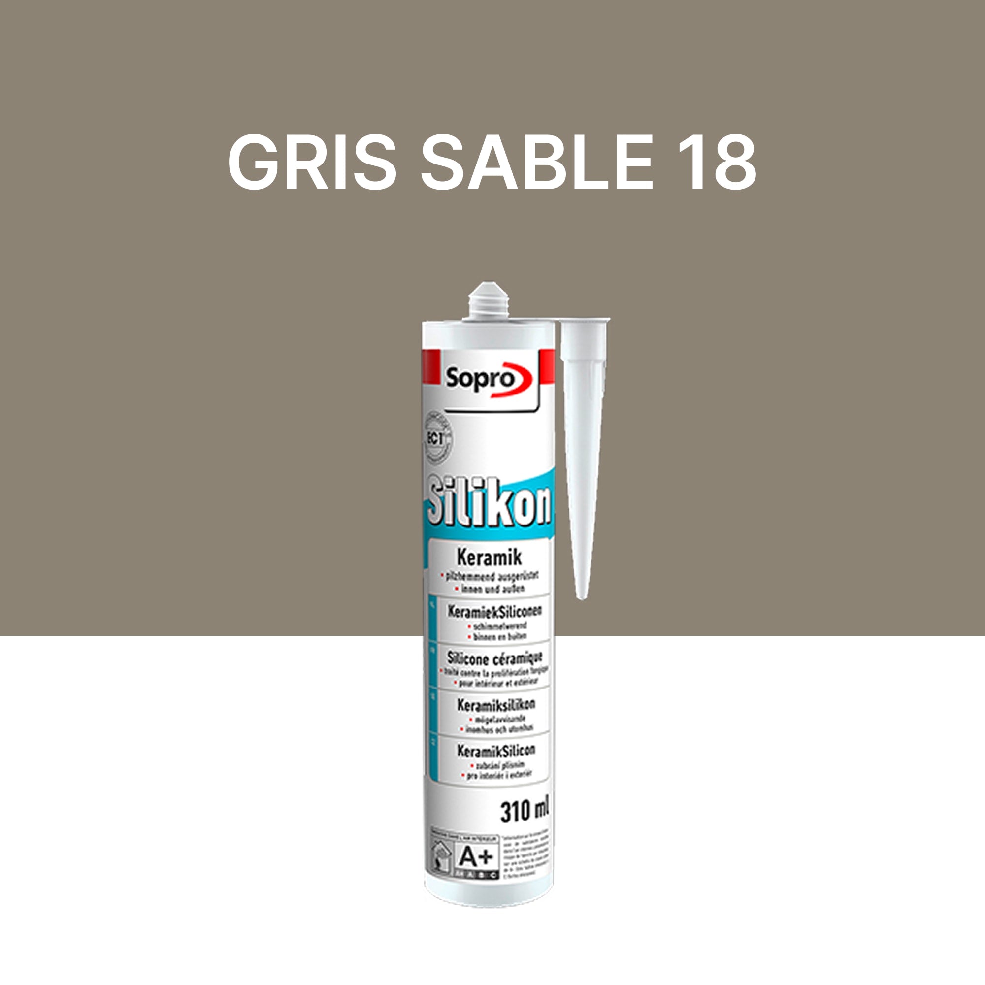 Mastic silicone spécial carrelage - Gris sable 18 - 310 ml