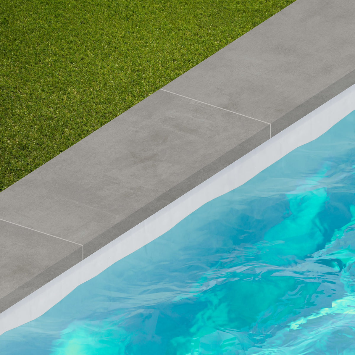 Margelle de piscine effet Béton Gris Cendré 80x33x2 cm Bord Droit avec retombée Gravino
