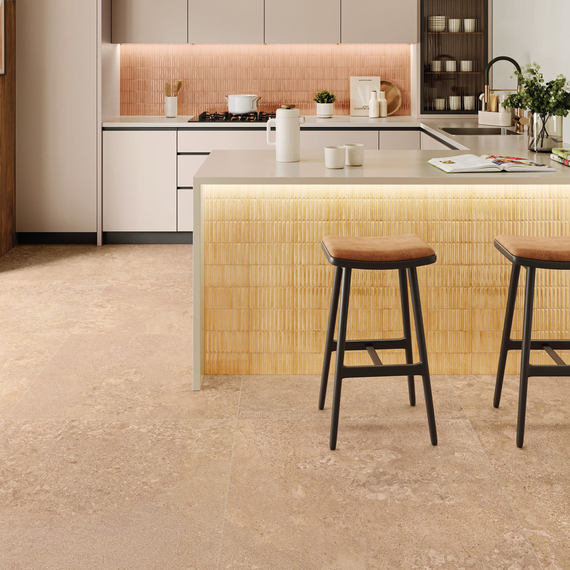 Carrelage effet Pierre Argile Foncé 90x90x0,9 cm Alvior - Sol et mur intérieur