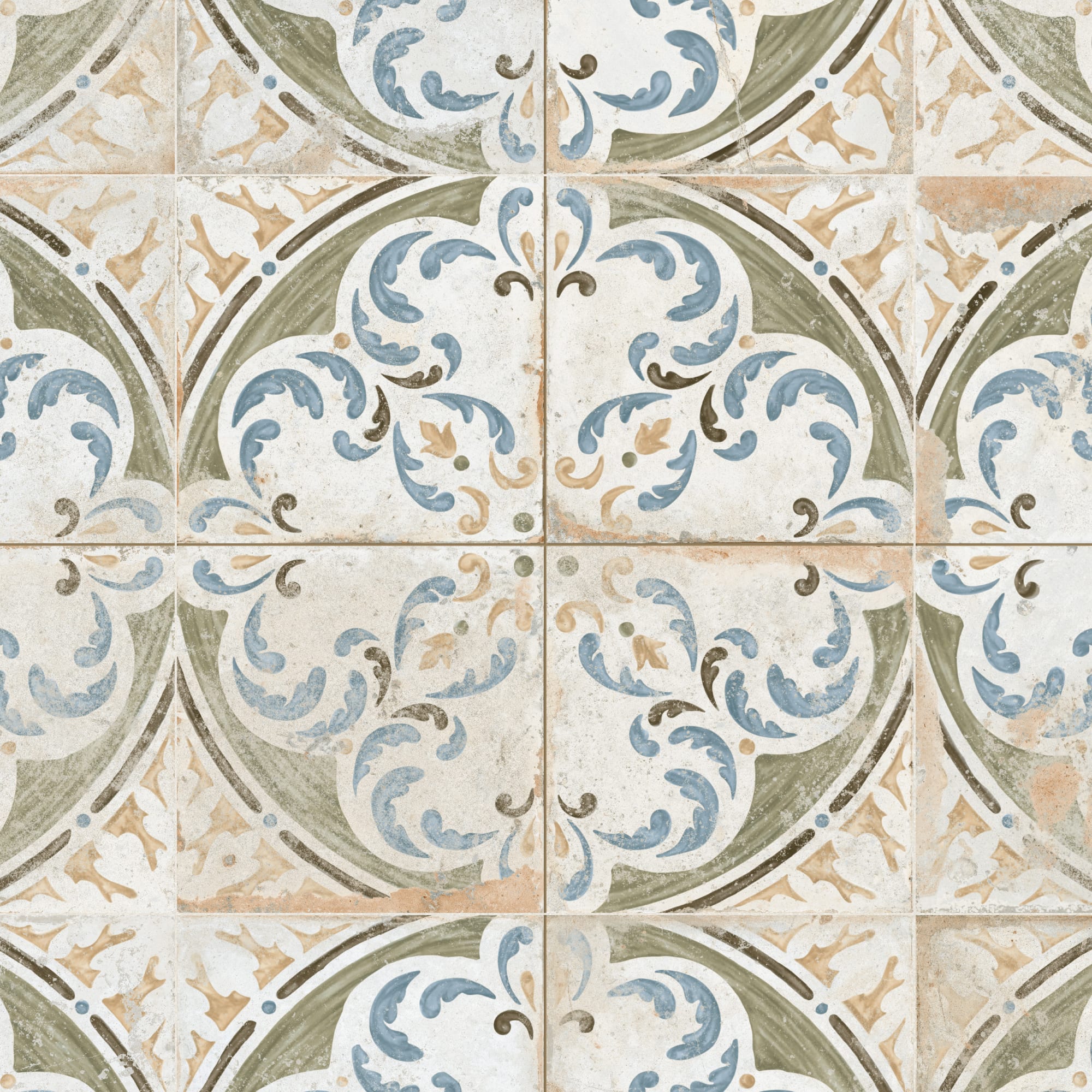 Carrelage Vintage effet Carreau ciment Multicolore Utica 45x45x0,95 cm Velora - Sol et mur intérieur