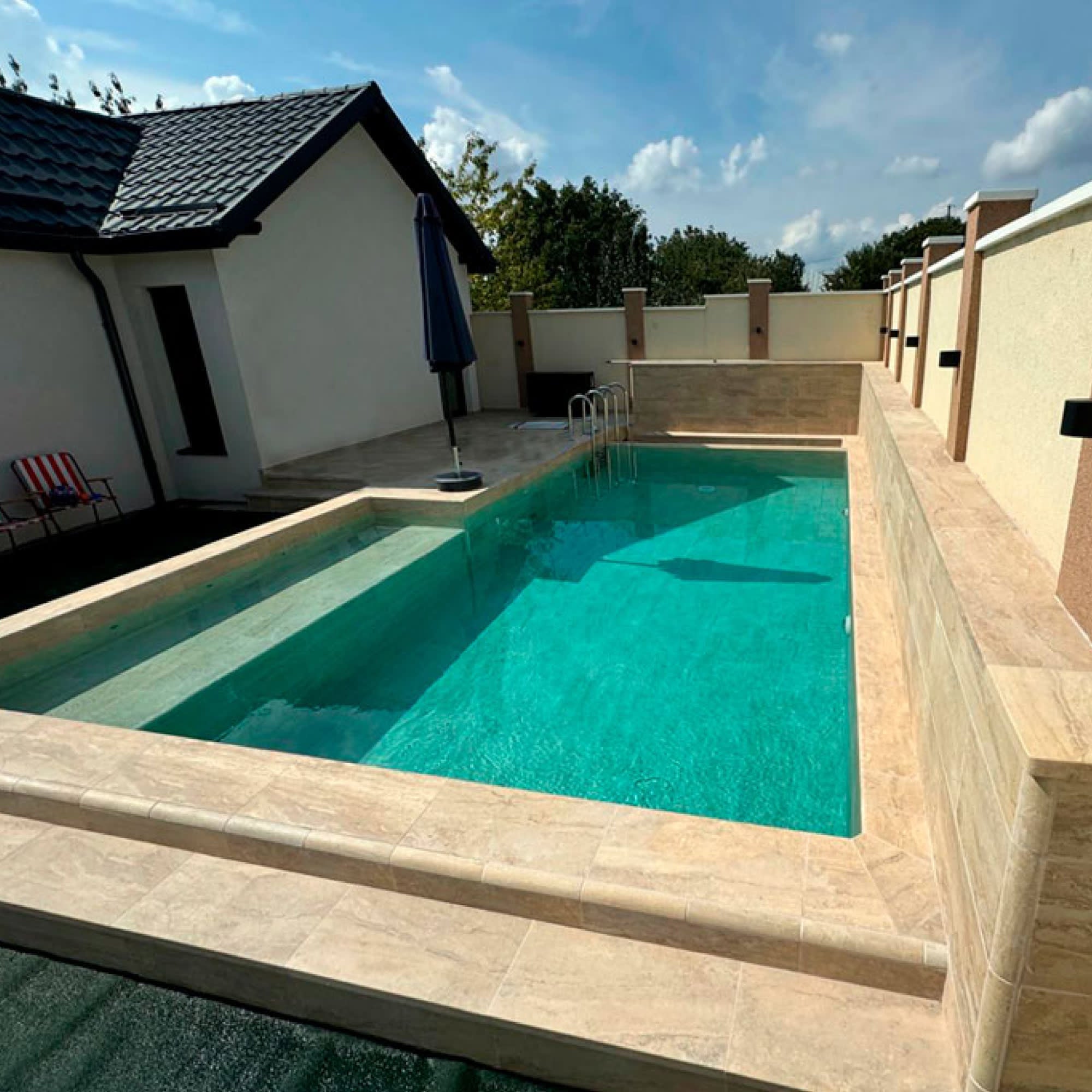 Carrelage Piscine effet Travertin Beige 62,6x31x0,9 cm Capri